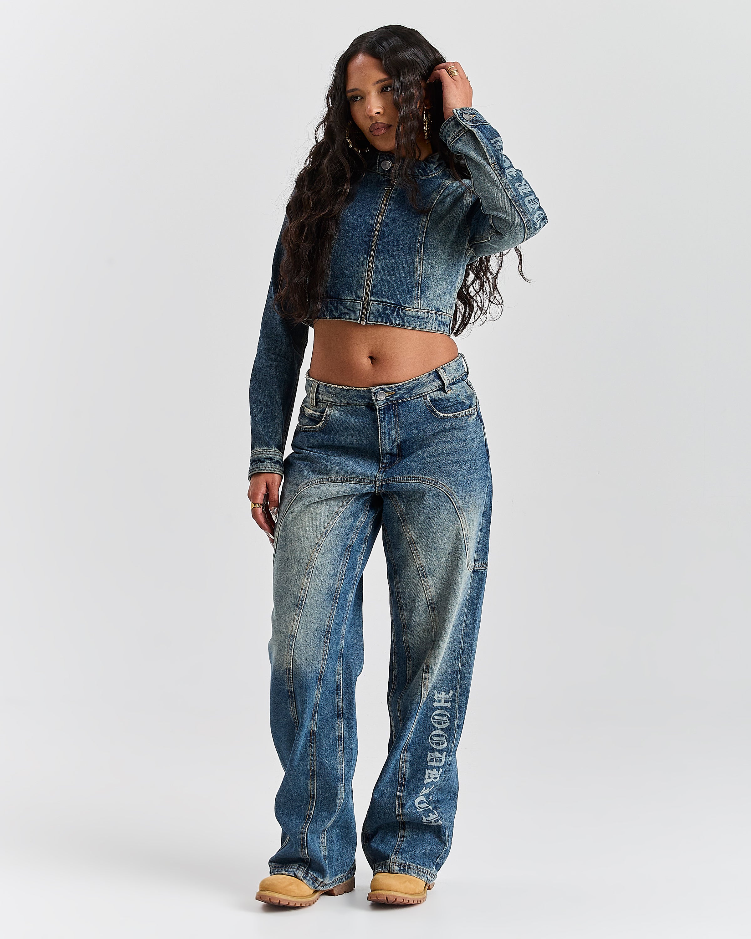 Jeans a gamba larga Snowdrift di Winner's Circle - Lavaggio sporco