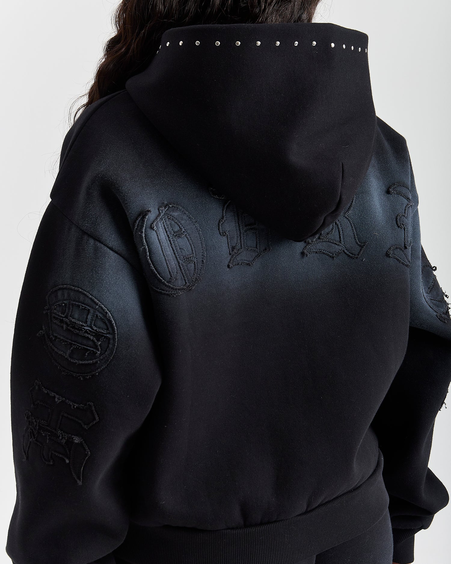 Aspen Mid Length Zip Hoodie - Black Wash