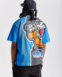 Maglietta oversize Menace - Blu/Nero/Arancione