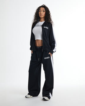 Selena Wide Leg Joggers - Black/White