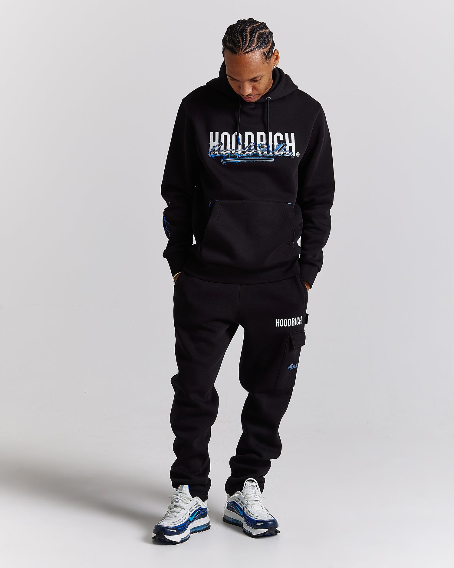 Splatter Joggers - Black/White/Blue