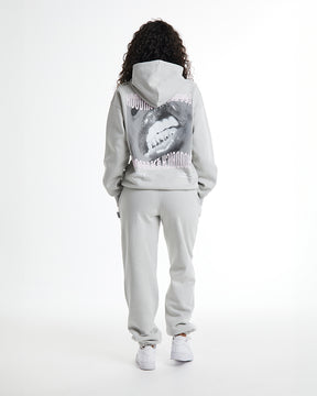 Flex Oversized Hoodie - Grey/White/Pink