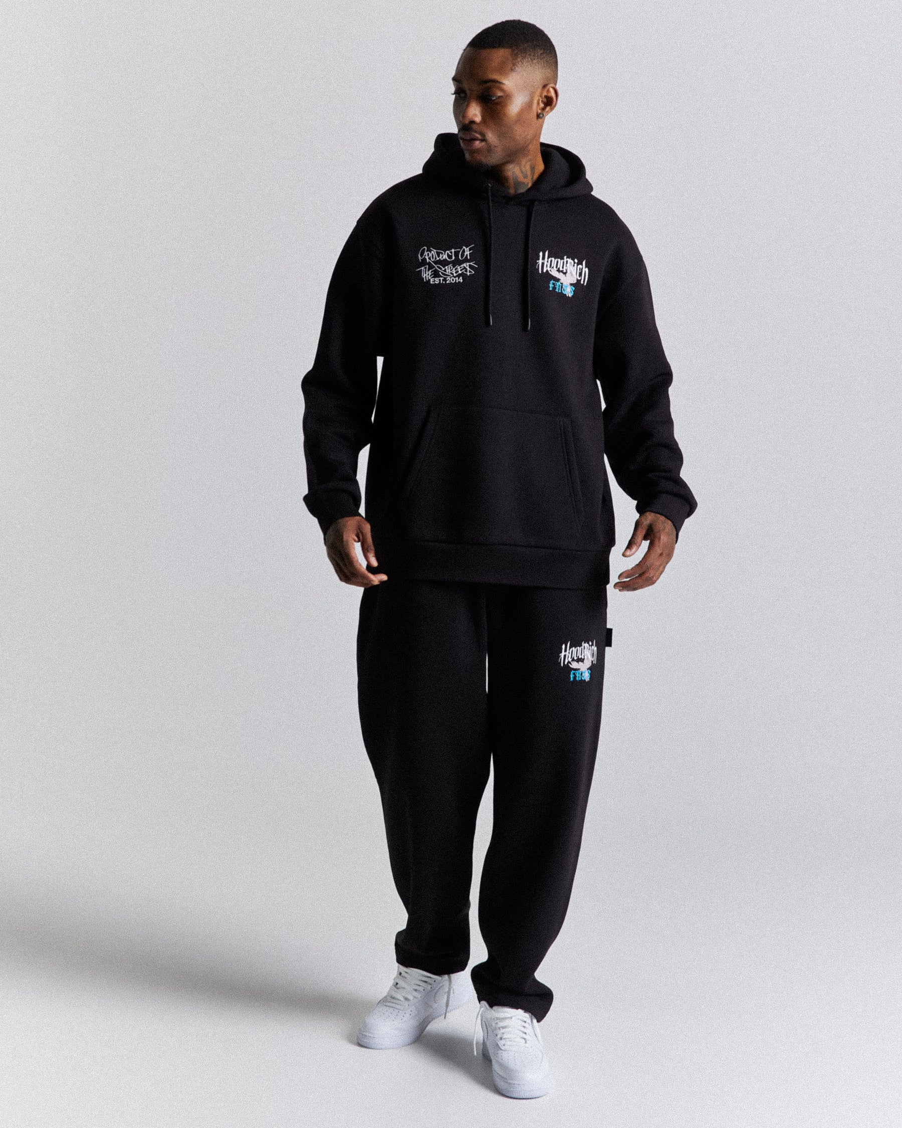 Rise Oversized Hoodie - Black/White/Blue