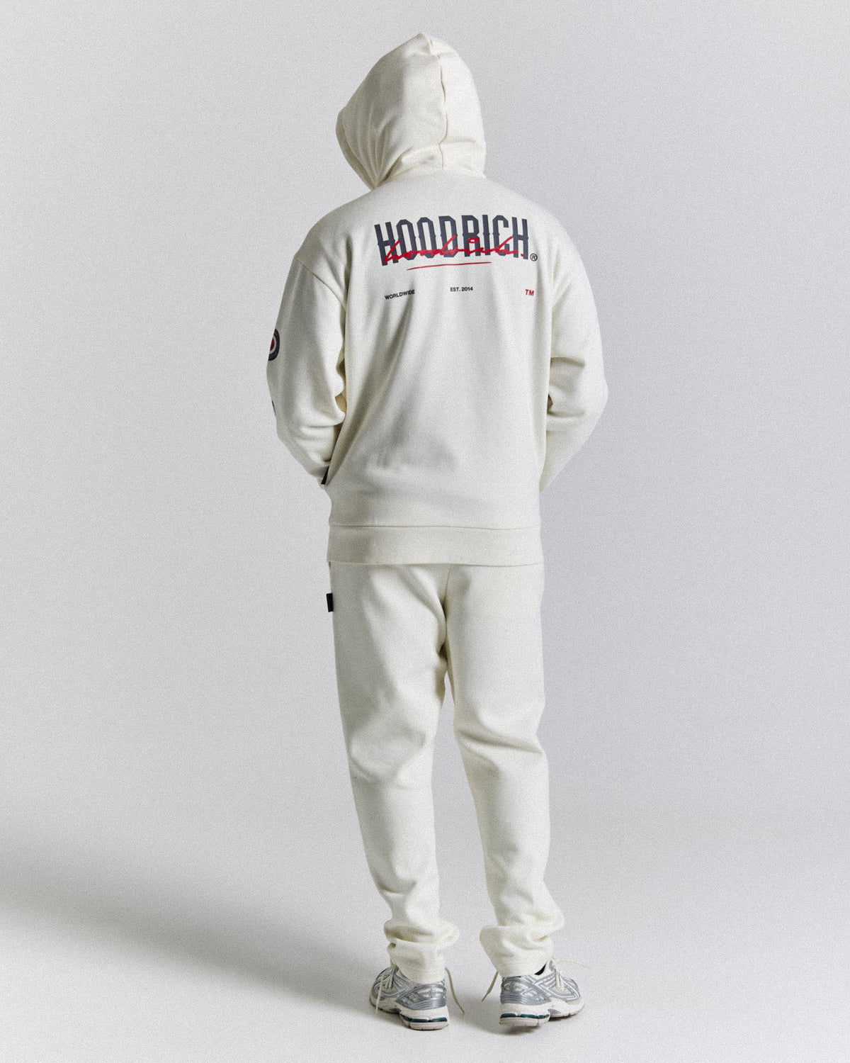Felpa con cappuccio Fusion Zip - Bianco sporco/Grigio/Rosso