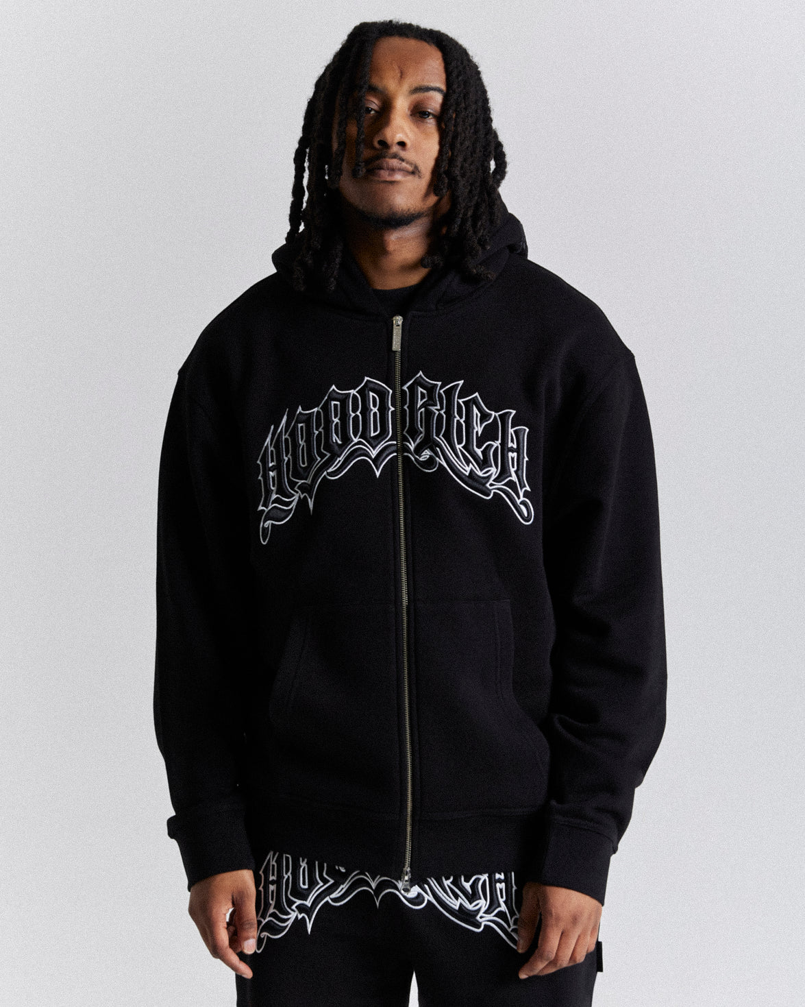 Ritual Oversized Zip Hoodie - Black/White