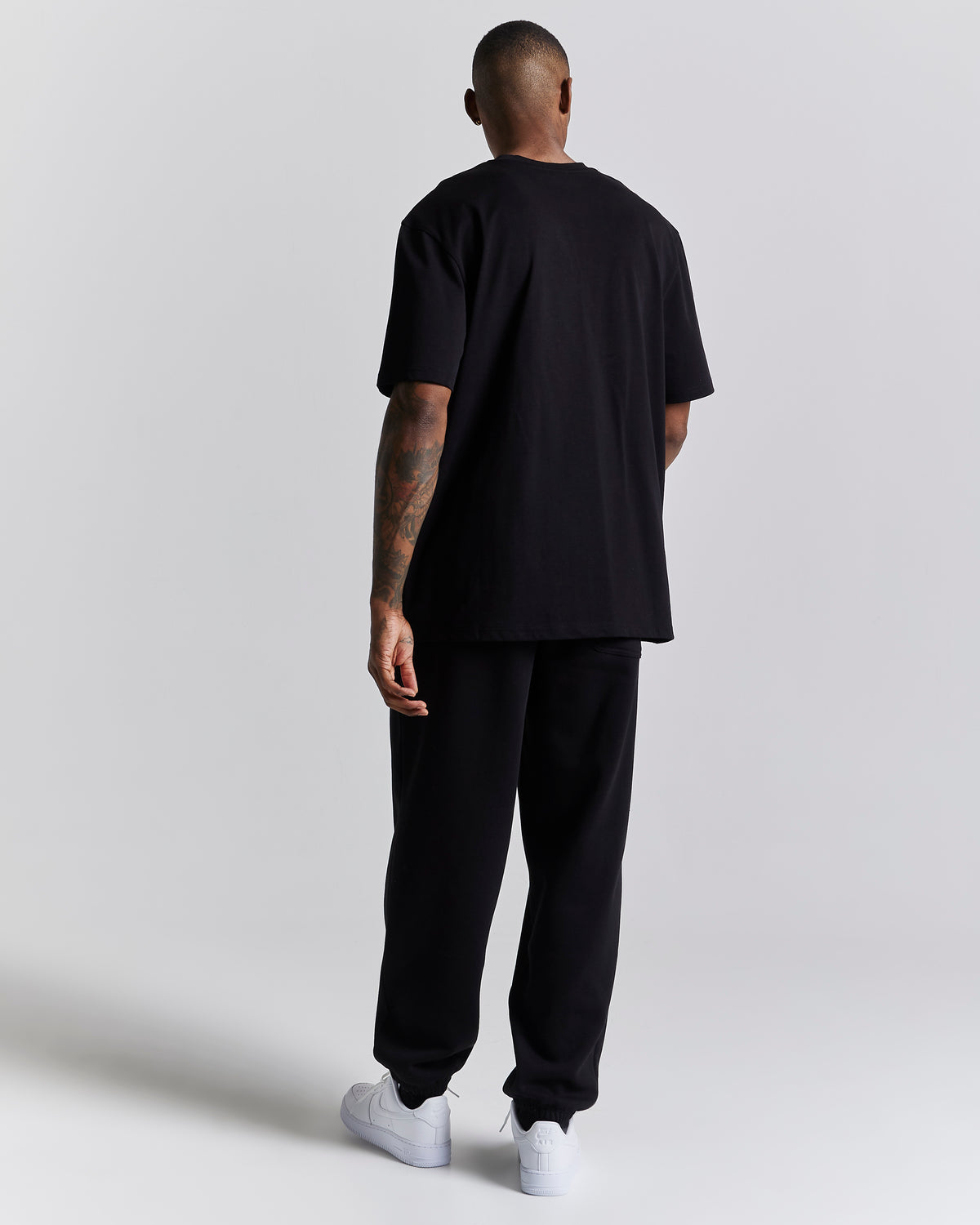 T-shirt oversize con scritta "Sorveglianza" - Nero/Bianco/Blu