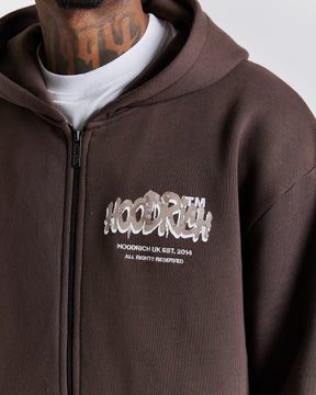 Radar Oversized Zip Hoodie - Brown/Camo