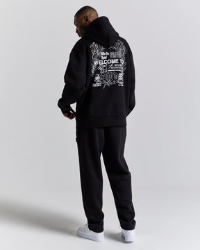 Asphalt Oversized Zip Hoodie - Black/White