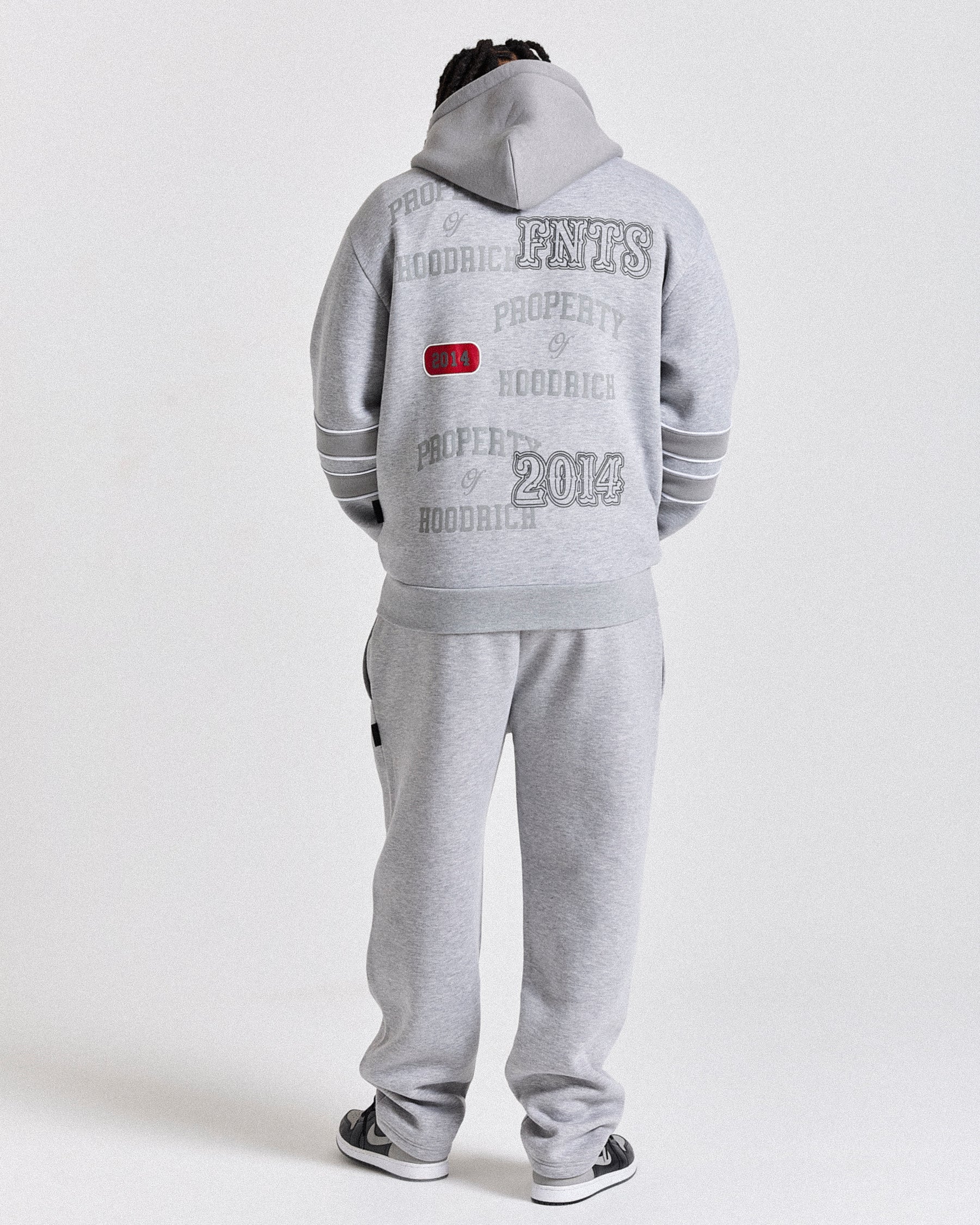 Felpa con cappuccio oversize Varsite - Grigio/Bianco