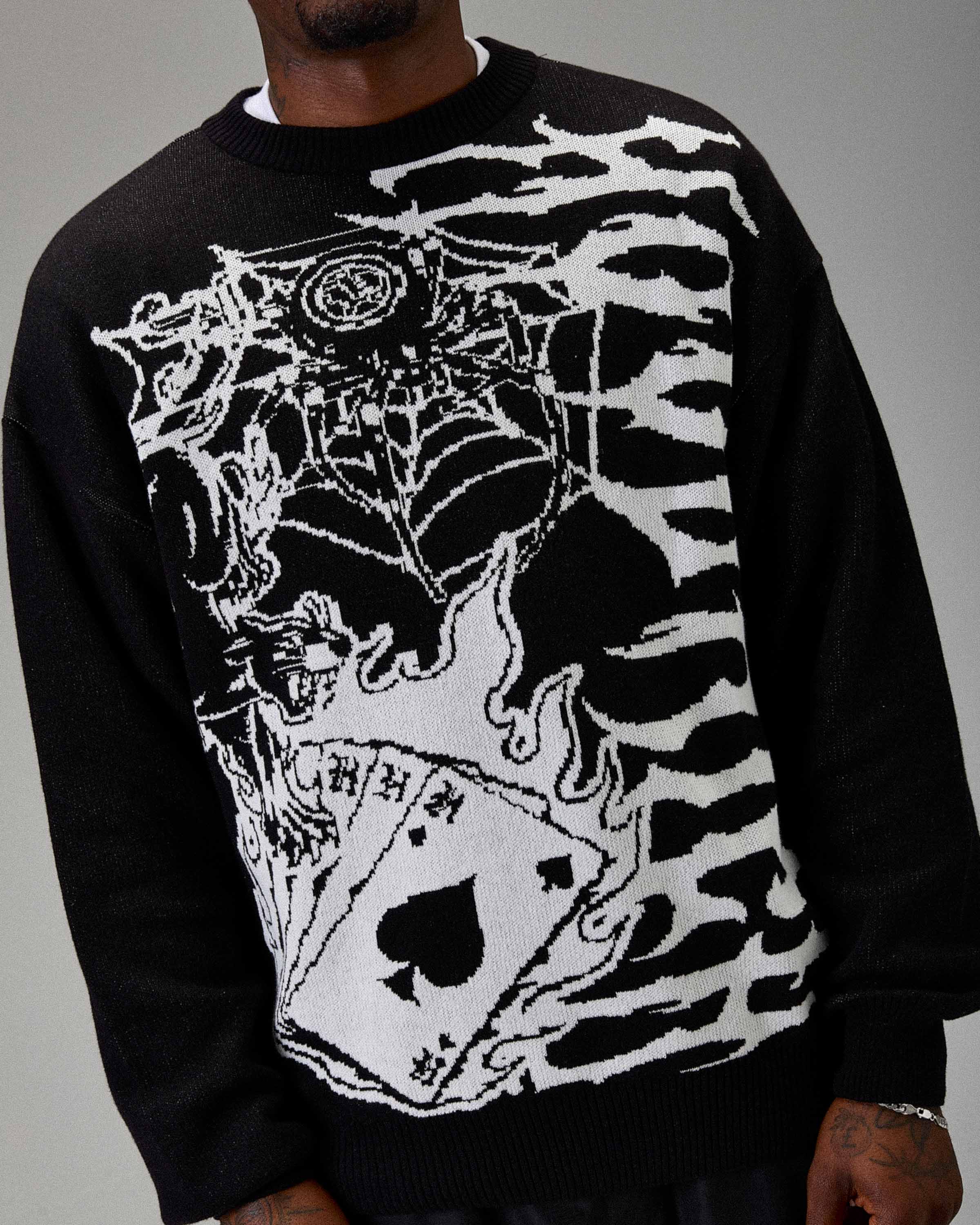 Maglione in maglia The Winner's Circle Wreckage - Nero/bianco