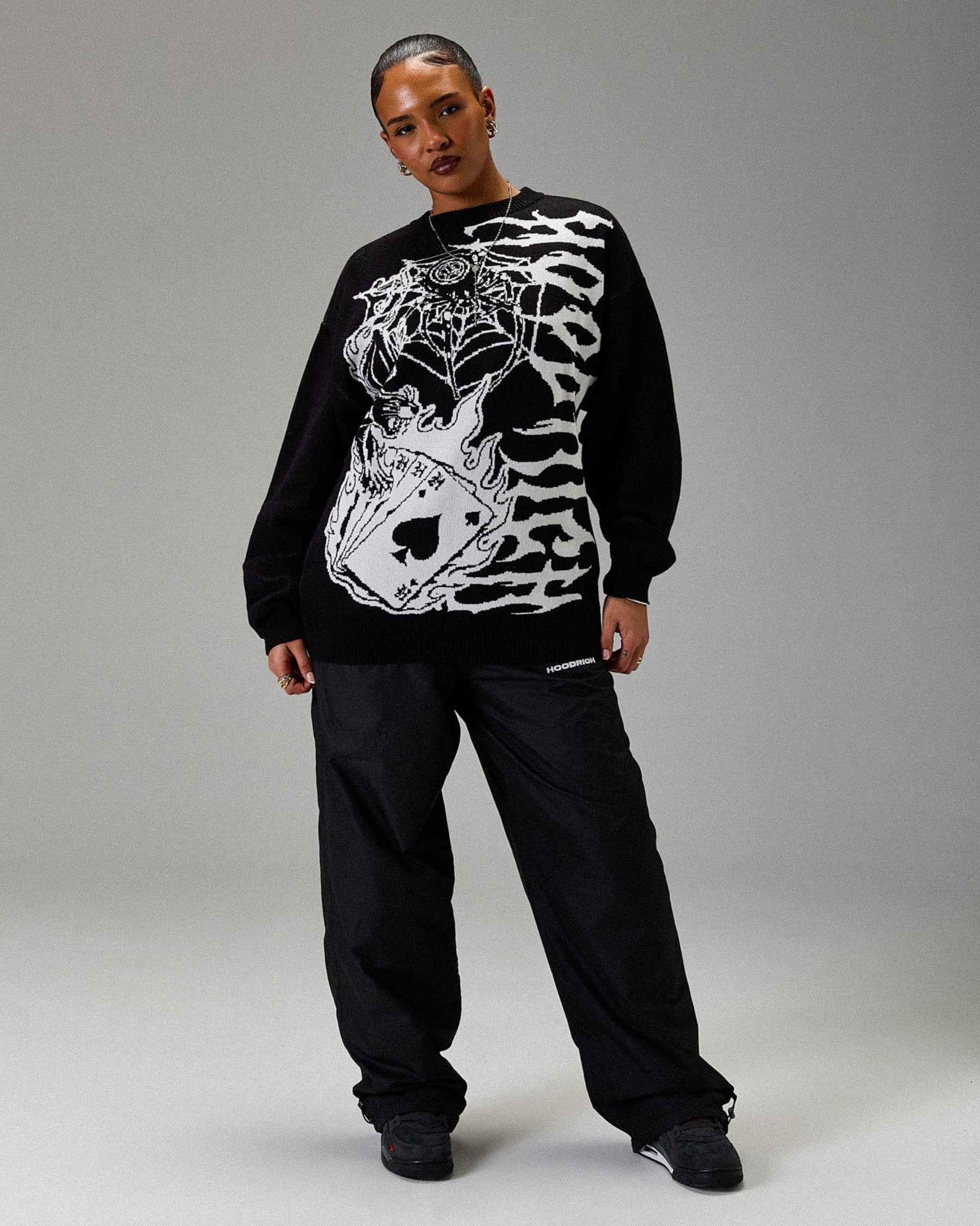 Maglione in maglia The Winner's Circle Wreckage - Nero/bianco