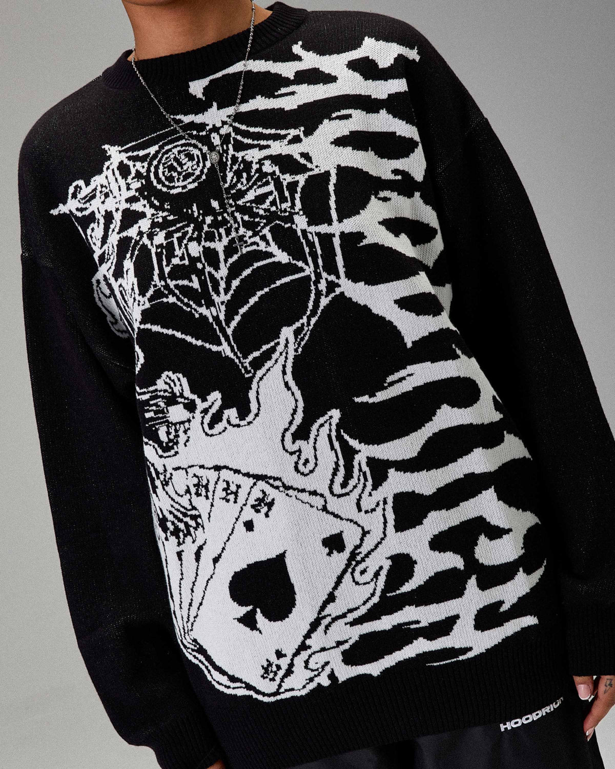 Maglione in maglia The Winner's Circle Wreckage - Nero/bianco