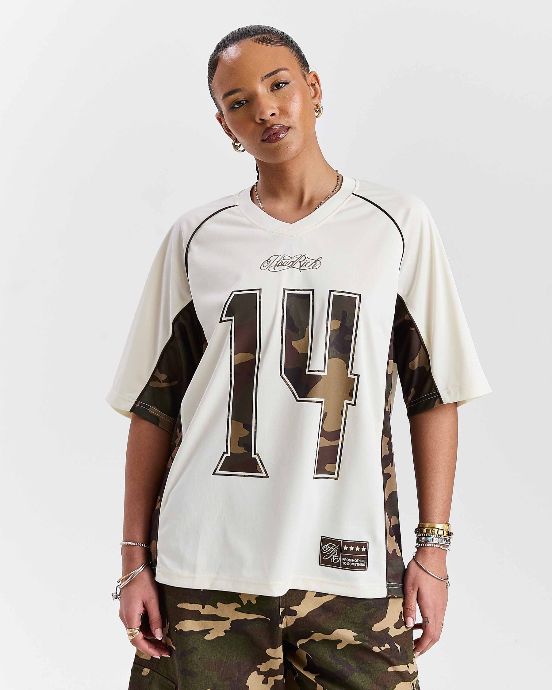 Maglia oversize Field - Bianca/Mimetica