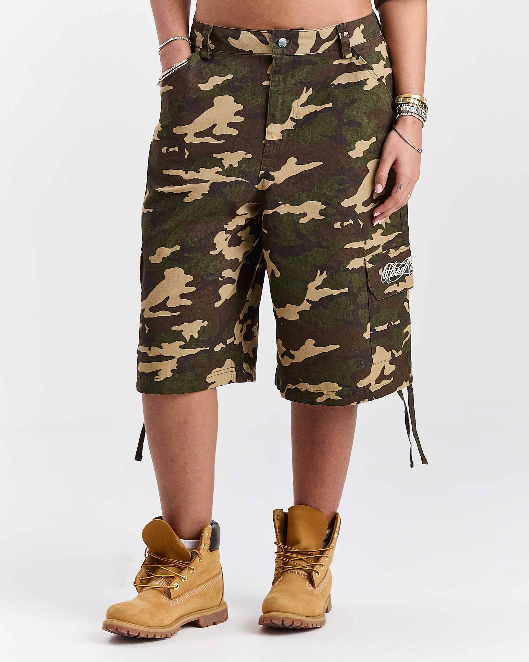 Field Oversized Cargo Woven Jort - Mimetico