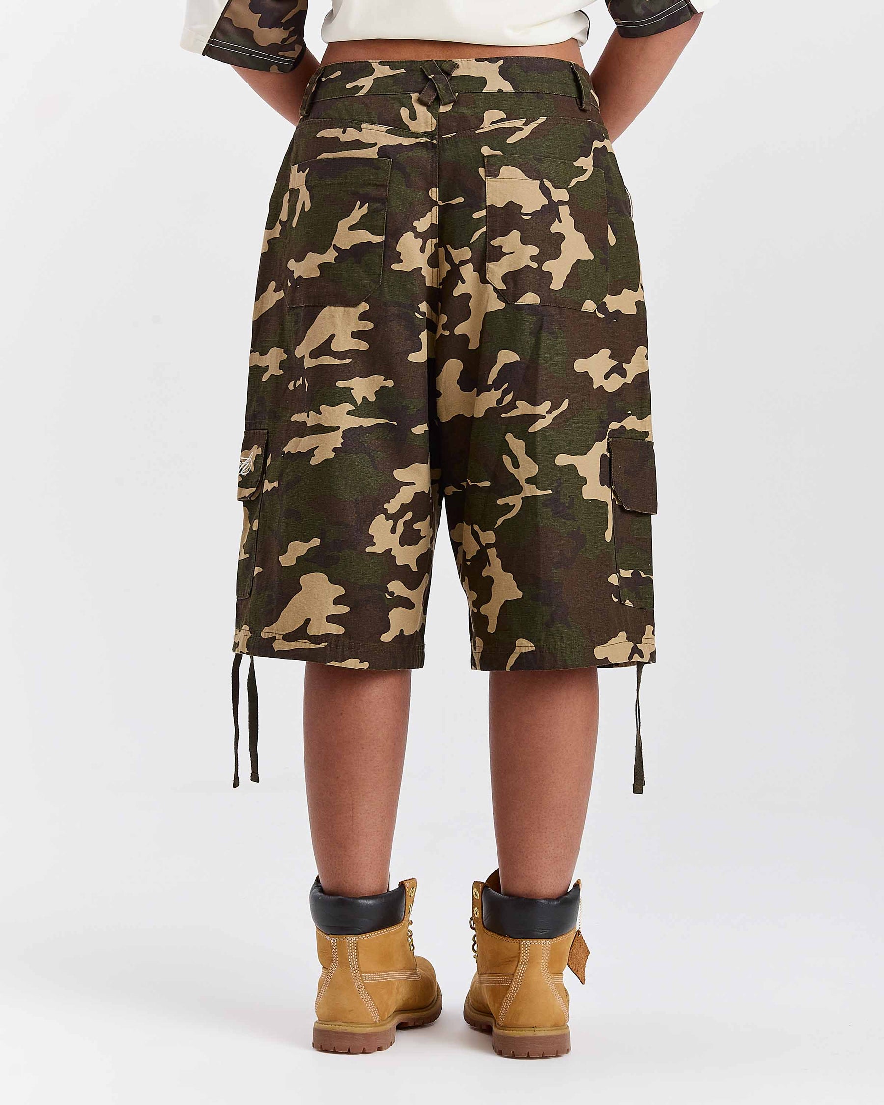 Field Oversized Cargo Woven Jort - Mimetico