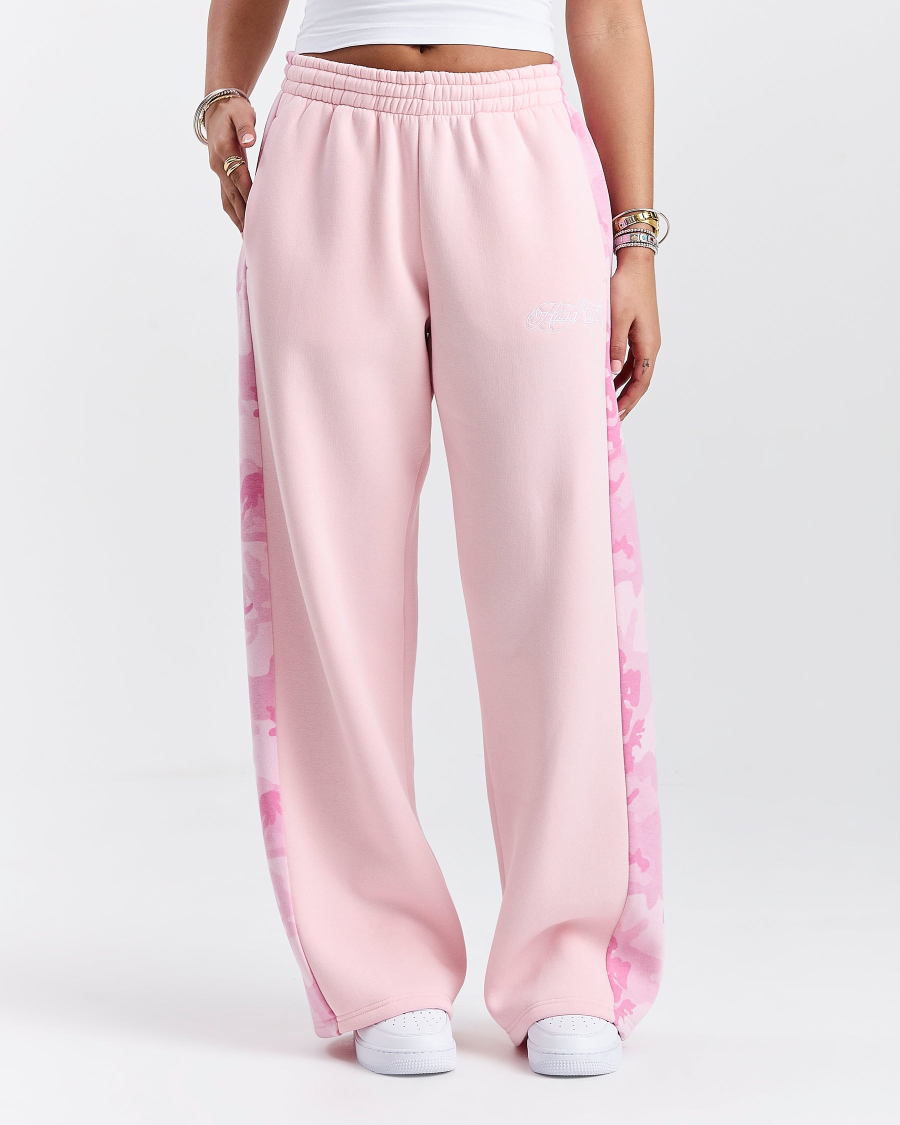 Field Oversized Wide Leg Joggers - Pink/White/Camo