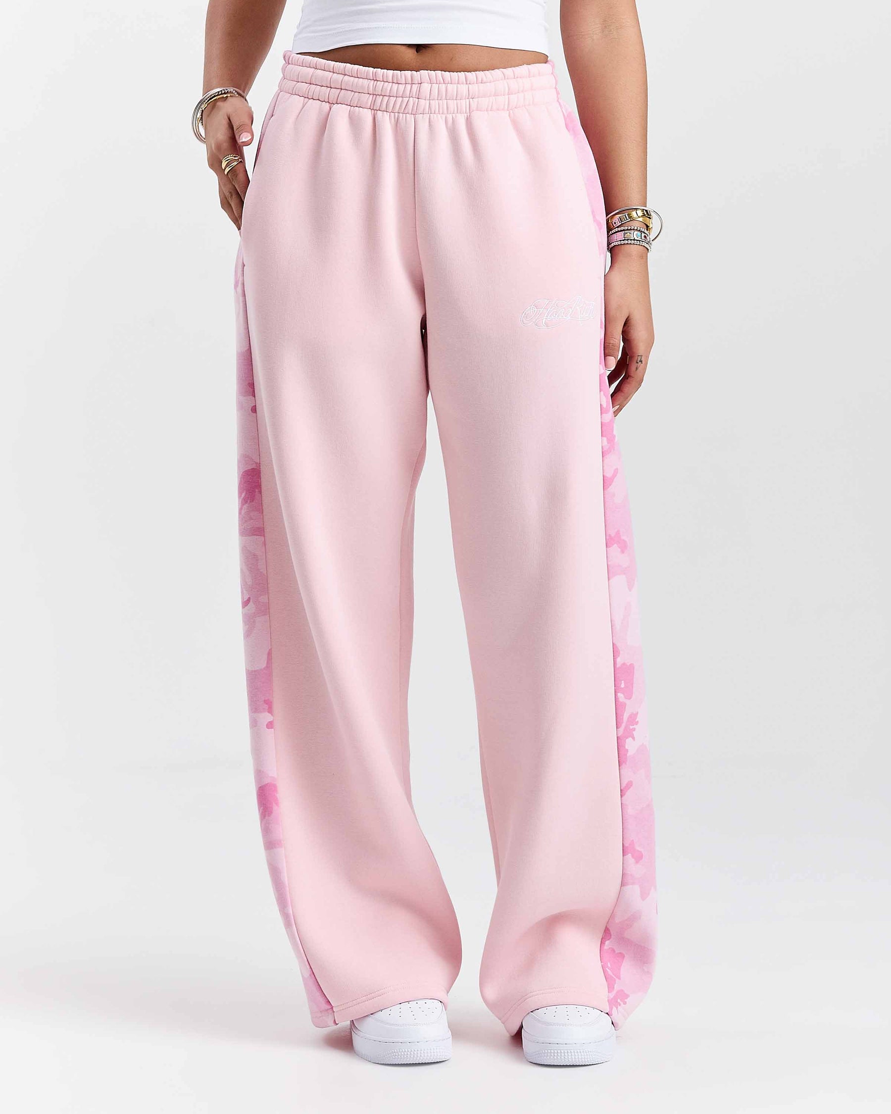 Pantaloni da jogging larghi oversize Field - Rosa/Bianco/Mimetico