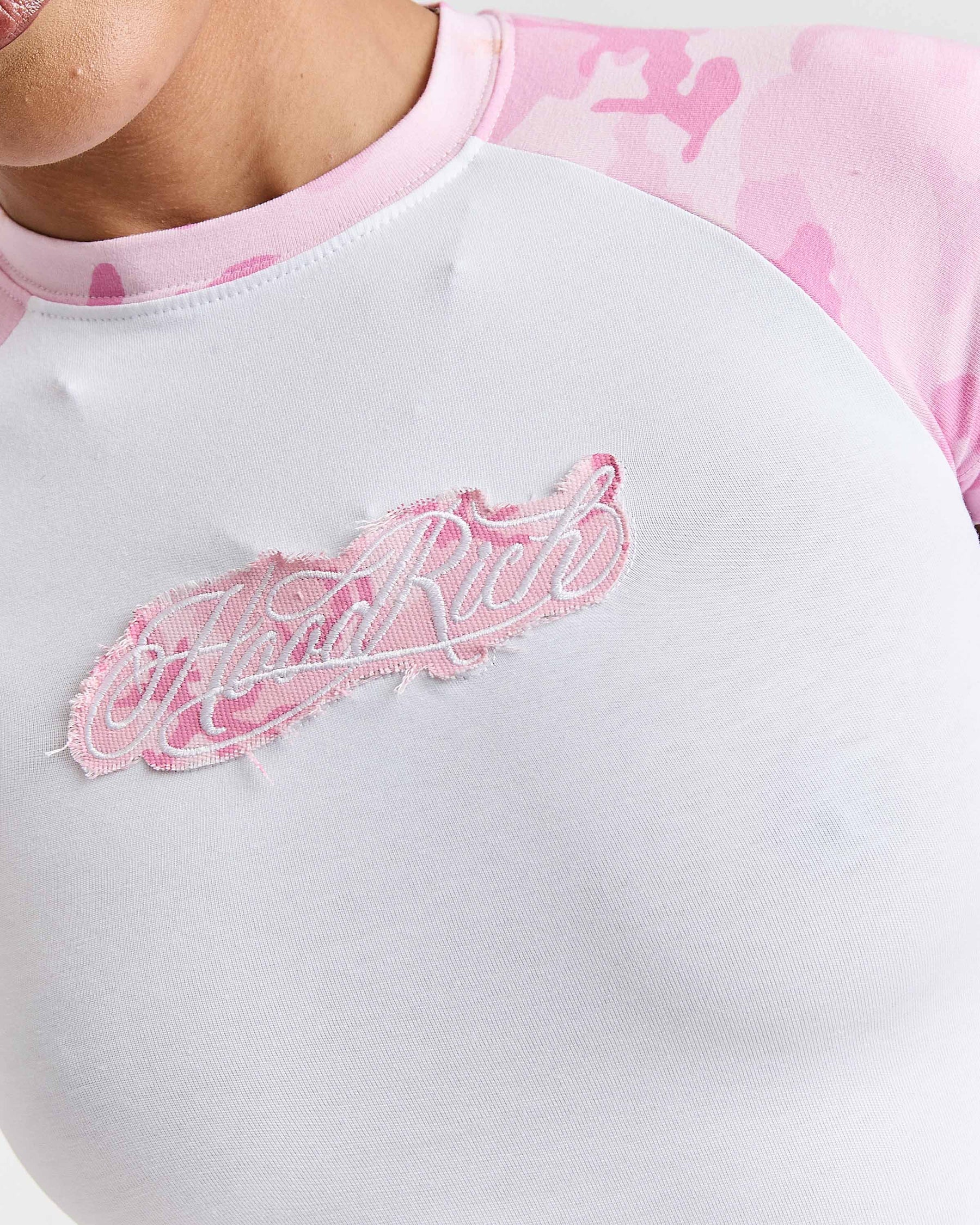 Maglietta aderente Field - Bianco/Rosa mimetico