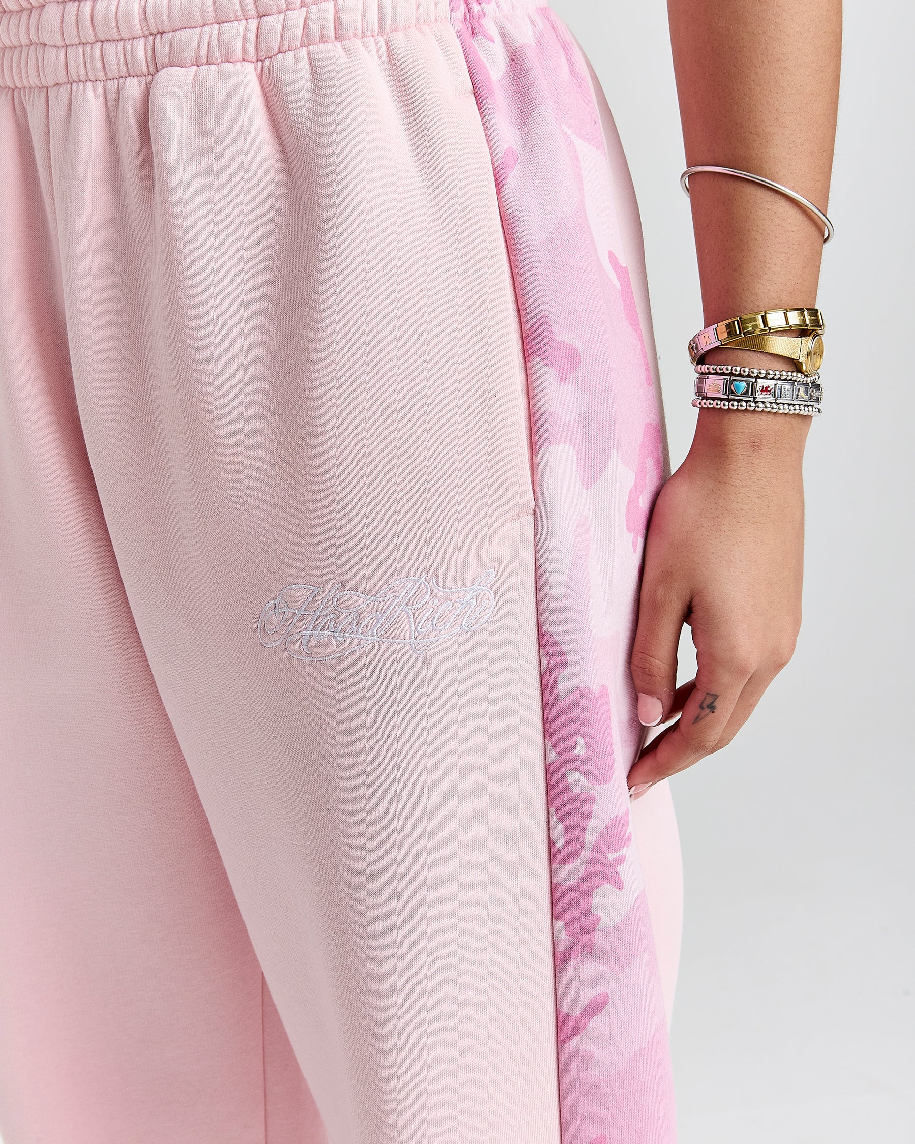 Field Oversized Wide Leg Joggers - Pink/White/Camo