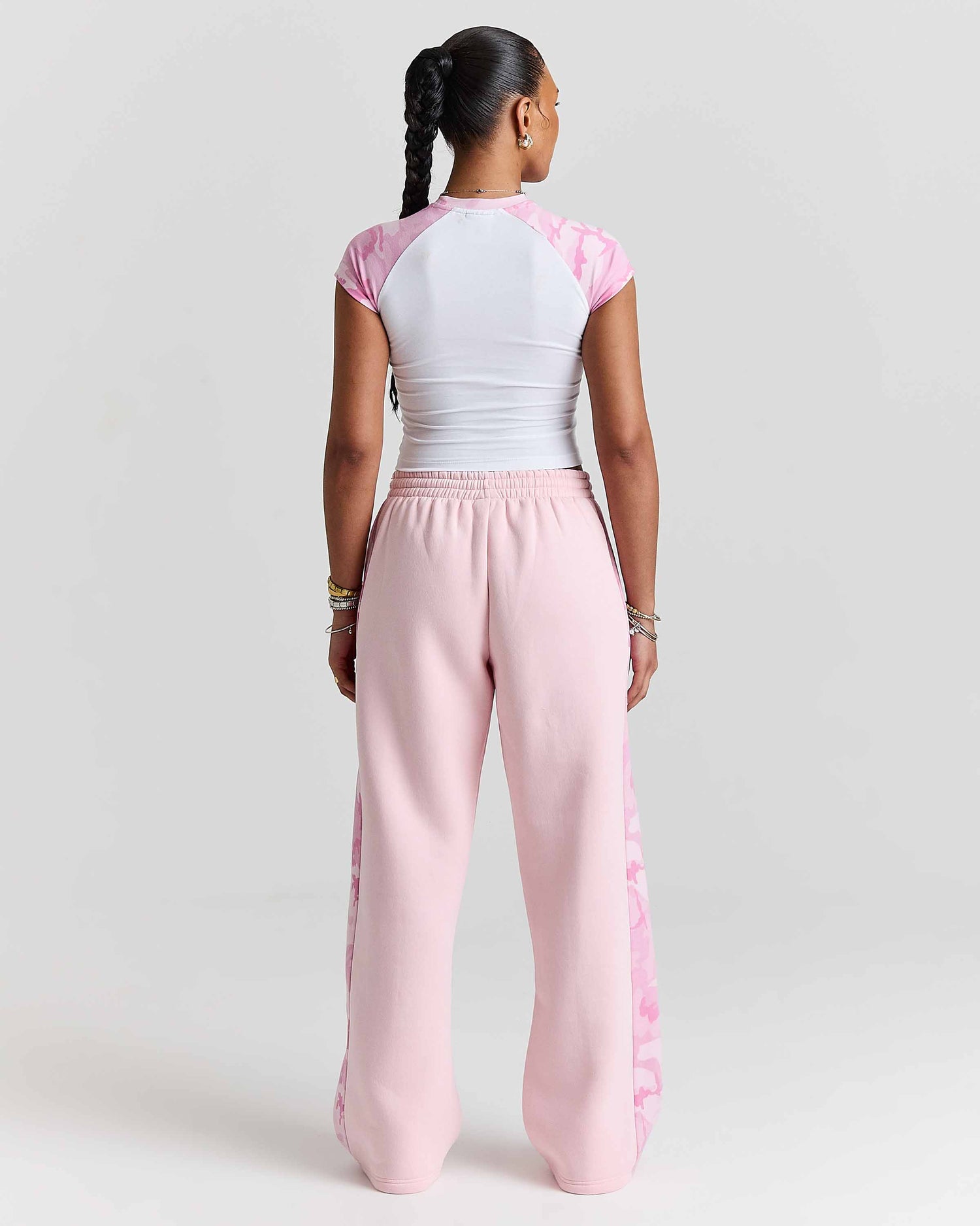 Pantaloni da jogging larghi oversize Field - Rosa/Bianco/Mimetico