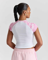 Maglietta aderente Field - Bianco/Rosa mimetico