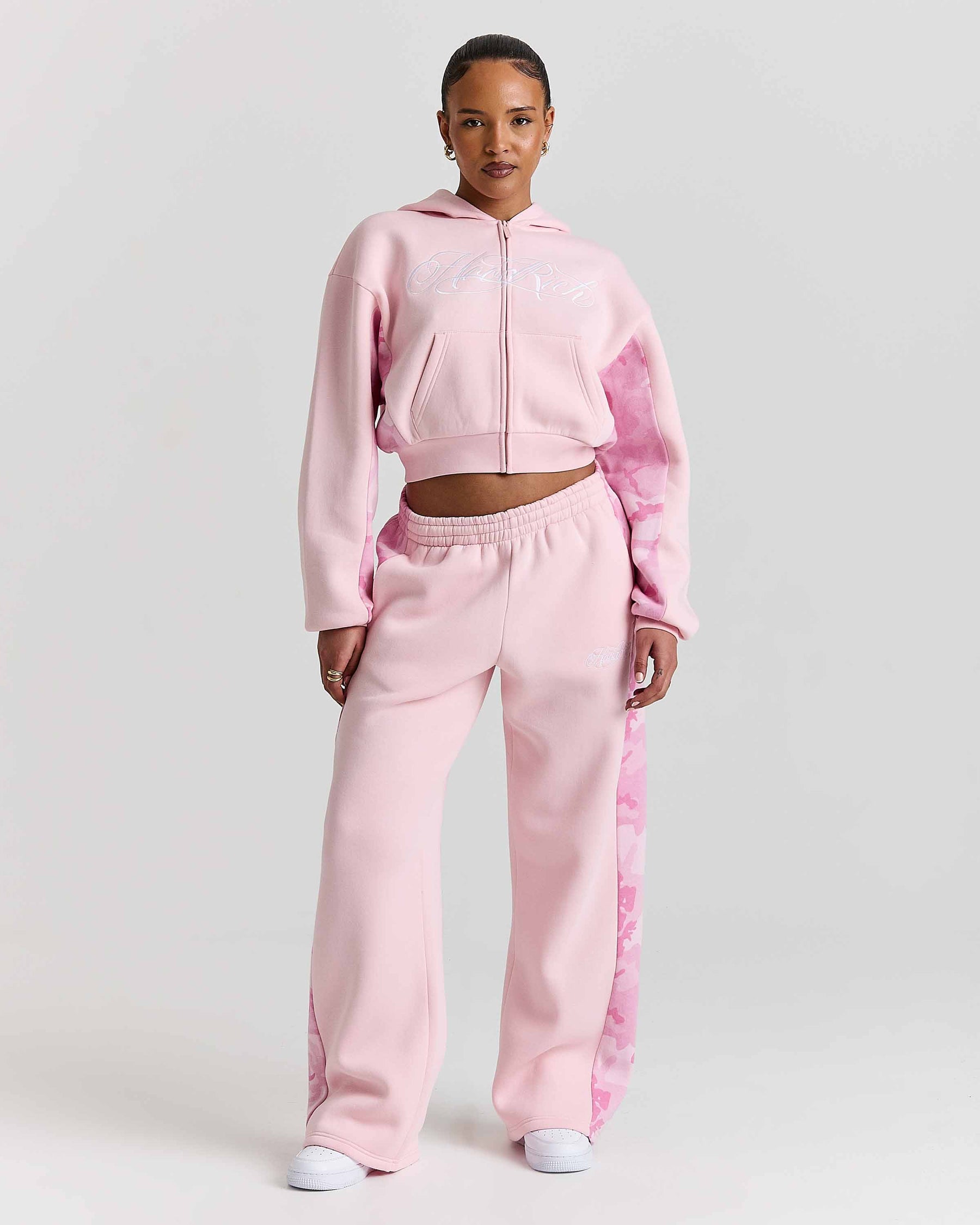 Felpa con cappuccio Field Boxy Zip - Rosa/Bianco/Mimetico