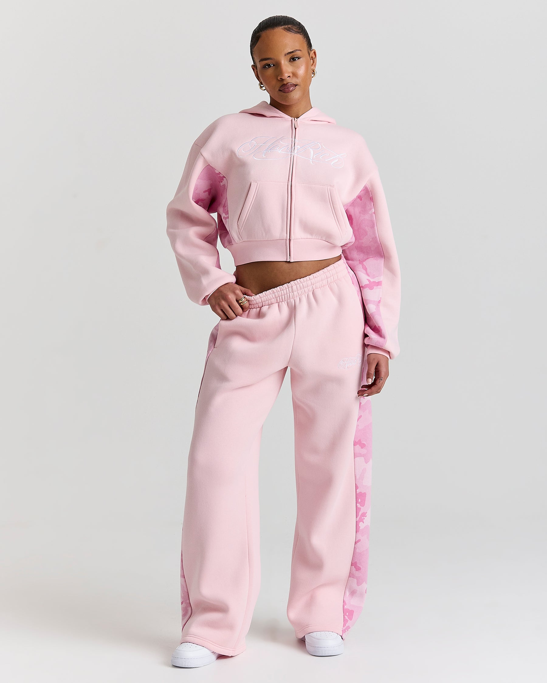 Field Oversized Wide Leg Joggers - Pink/White/Camo