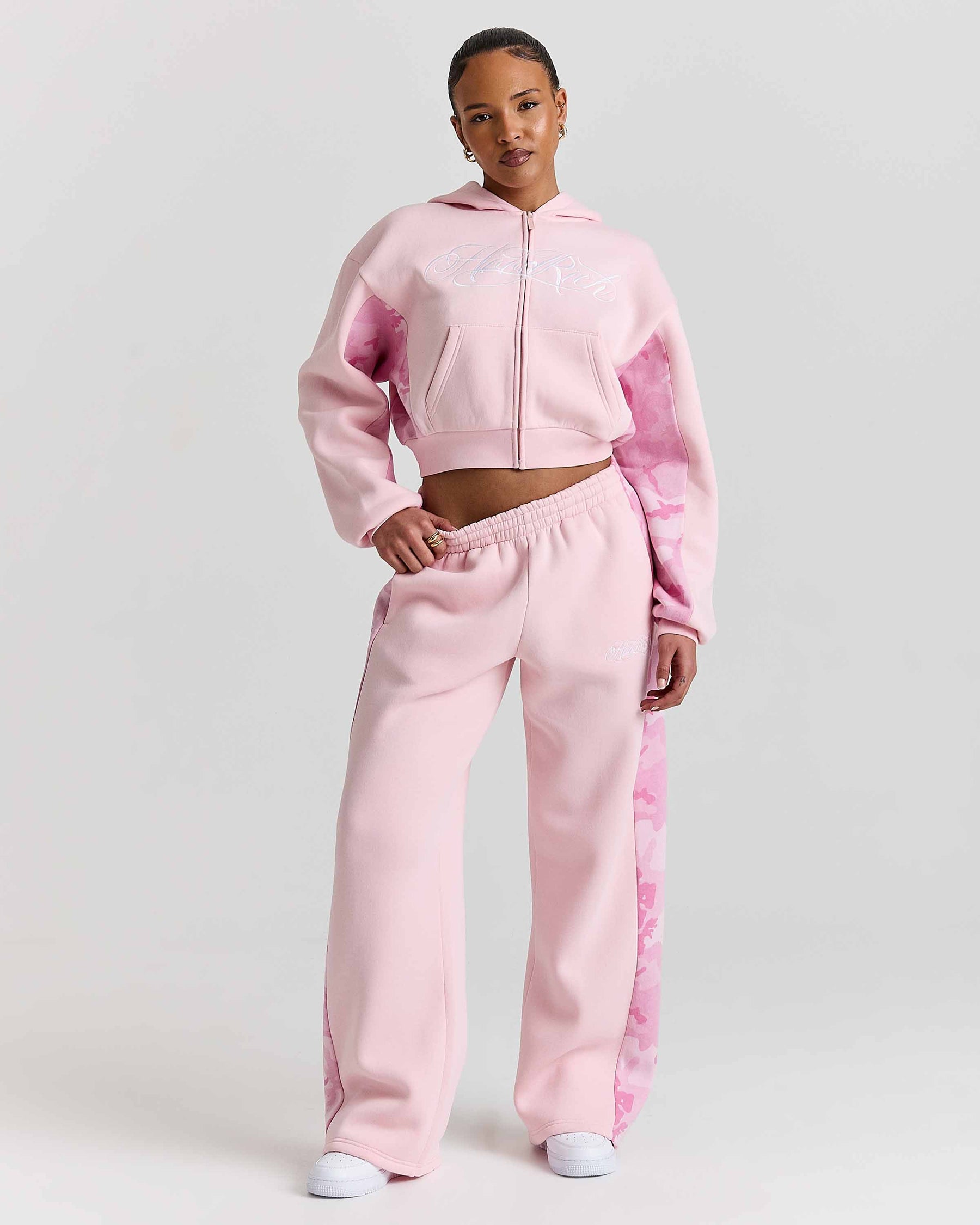 Felpa con cappuccio Field Boxy Zip - Rosa/Bianco/Mimetico