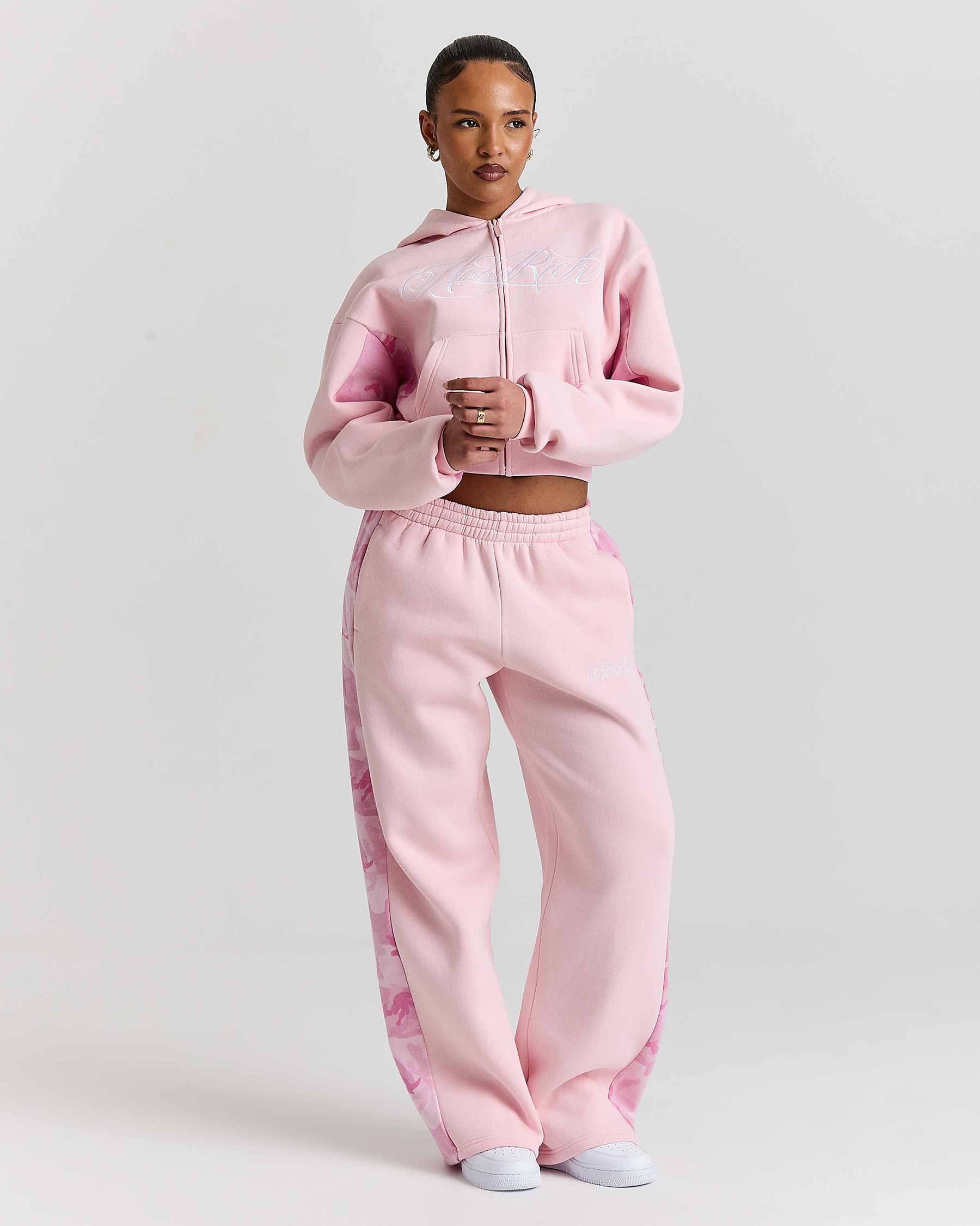 Felpa con cappuccio Field Boxy Zip - Rosa/Bianco/Mimetico