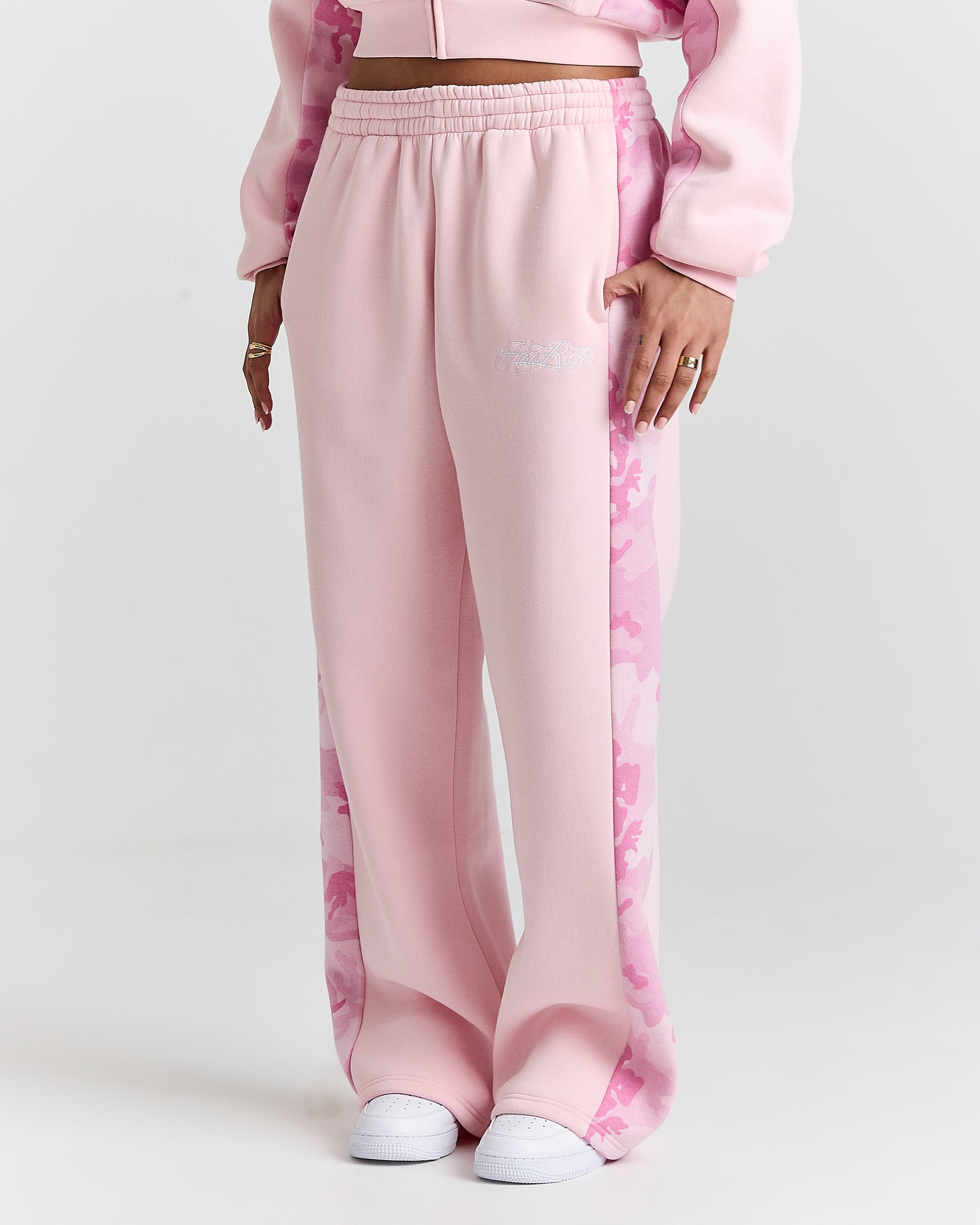 Field Oversized Wide Leg Joggers - Pink/White/Camo