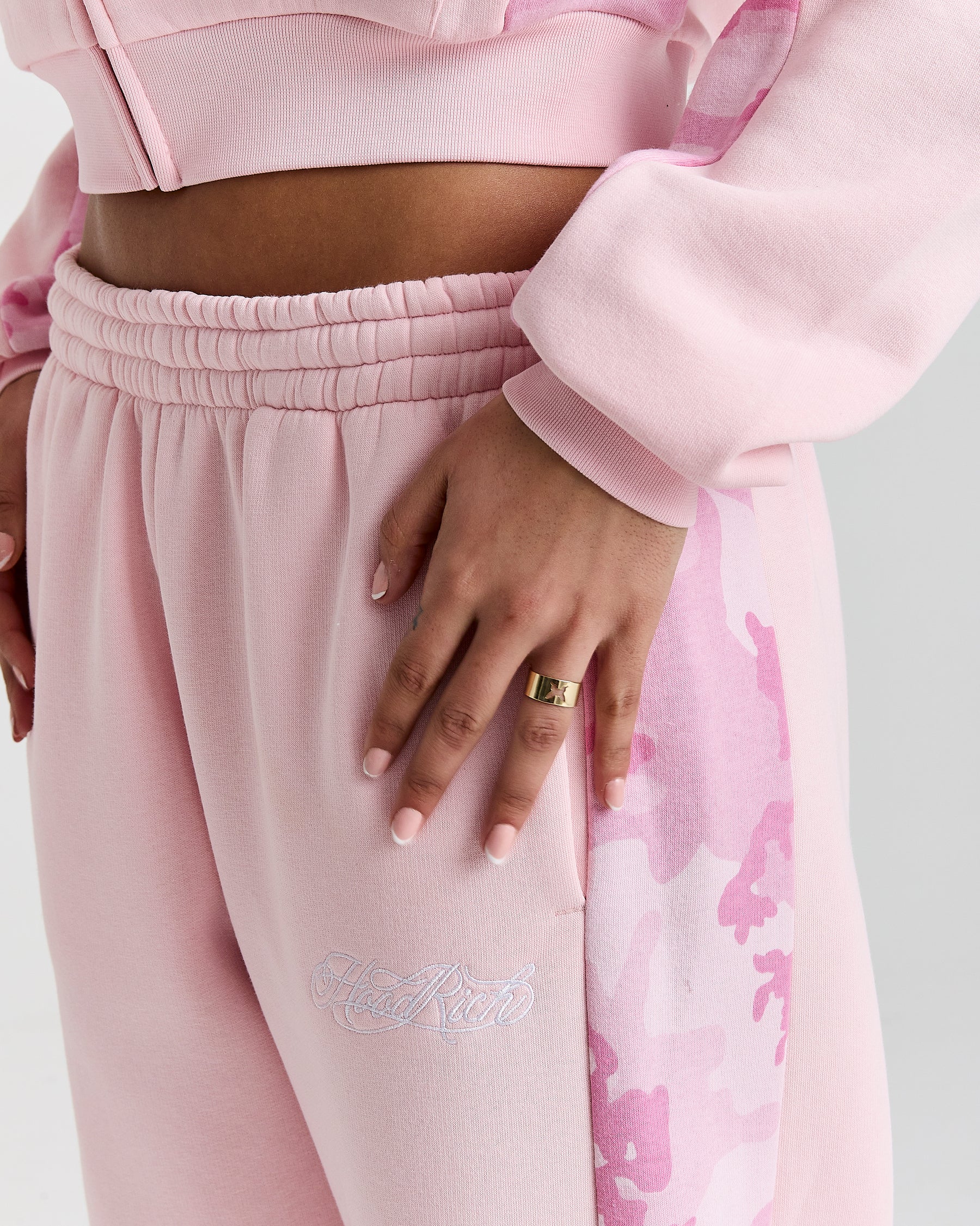 Field Oversized Wide Leg Joggers - Pink/White/Camo