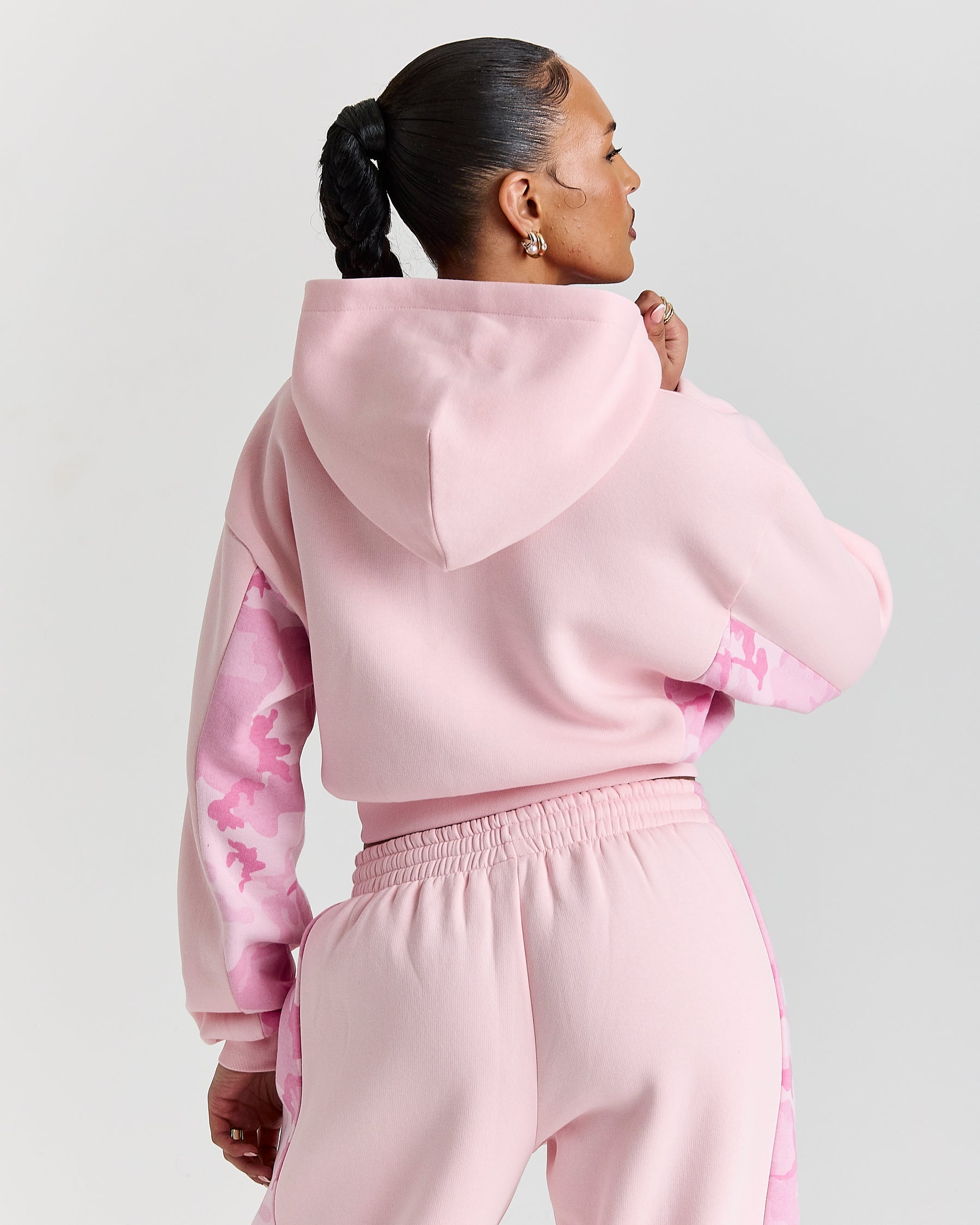 Field Boxy Zip Hoodie - Pink/White/Camo