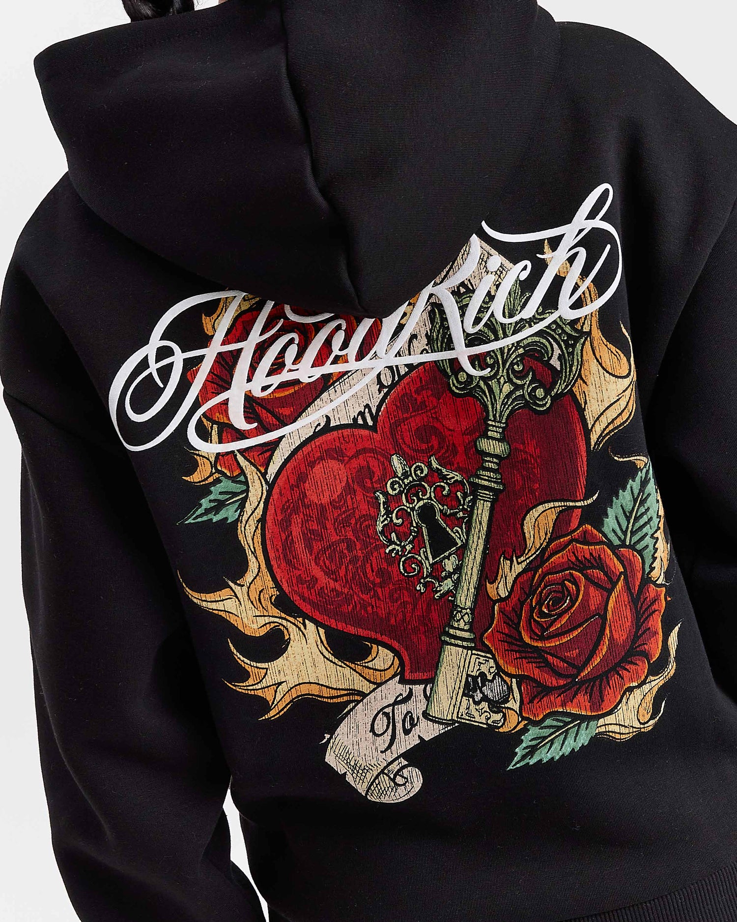 Felpa con cappuccio e zip di media lunghezza Vox - Nero/Rosso