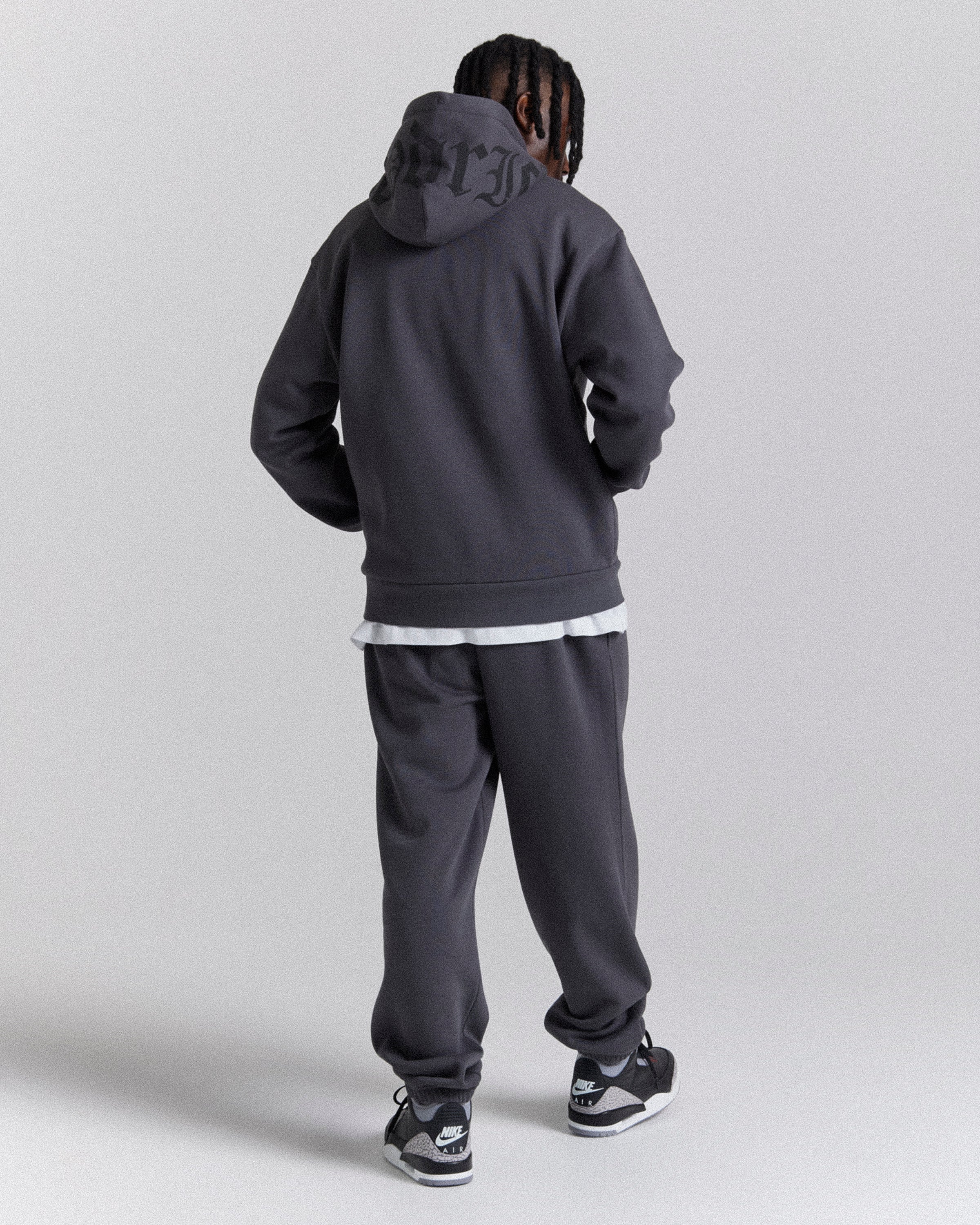 Felpa con cappuccio oversize Crown - Grigio/Nero/Rosso