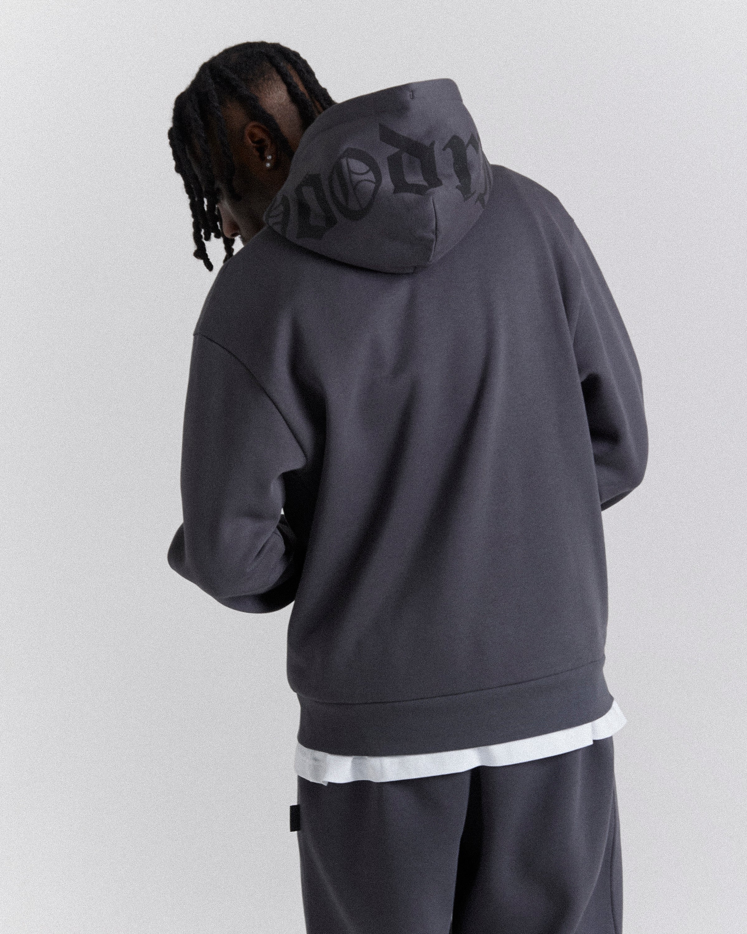 Felpa con cappuccio oversize Crown - Grigio/Nero/Rosso