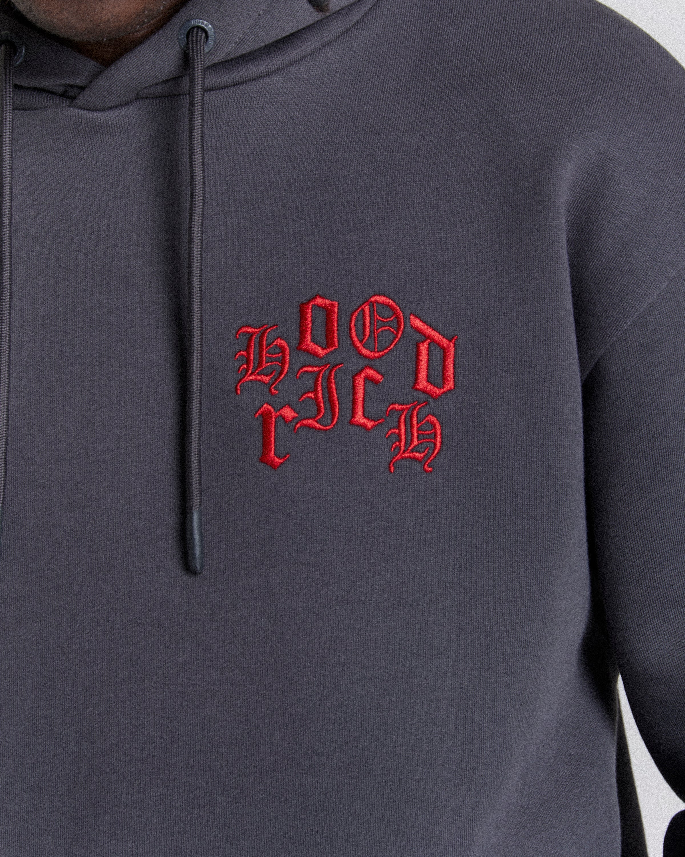 Felpa con cappuccio oversize Crown - Grigio/Nero/Rosso