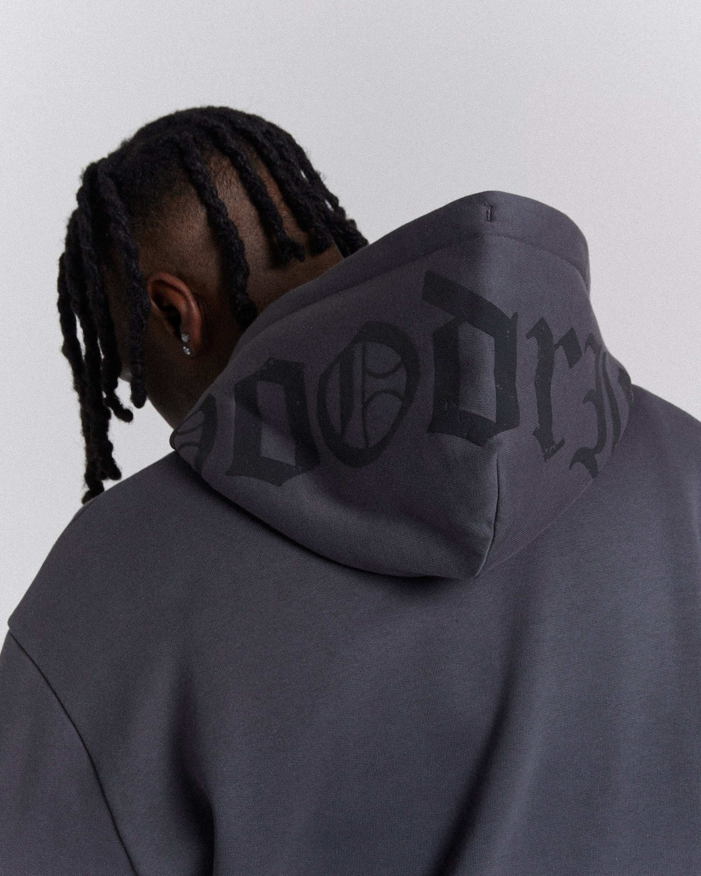 Felpa con cappuccio oversize Crown - Grigio/Nero/Rosso