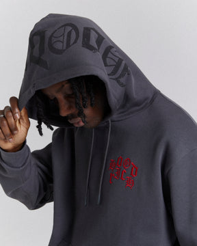 Crown Oversized Hoodie - Grey/Black/Red