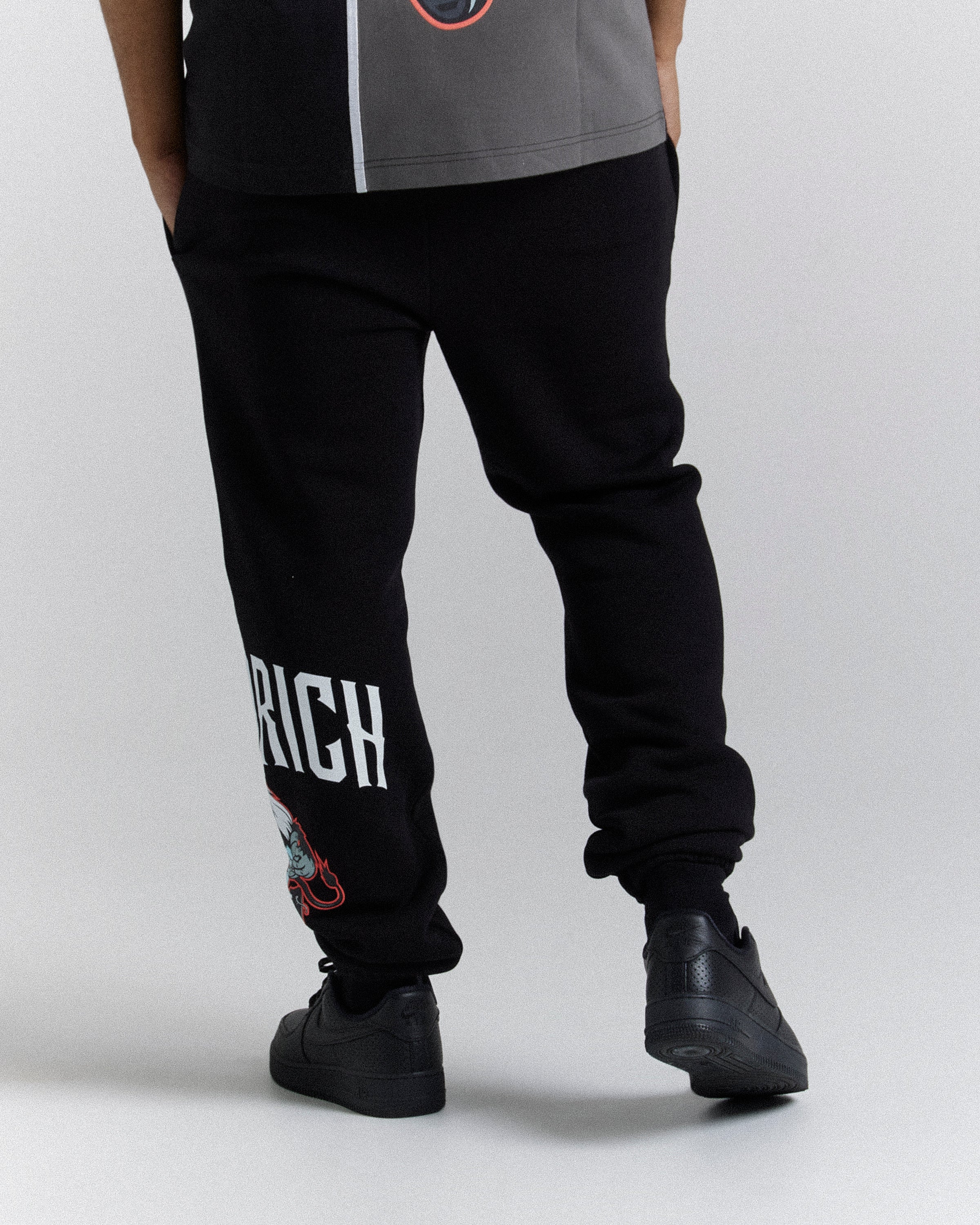Pantaloni da jogging Menace - Nero/Bianco/Rosso