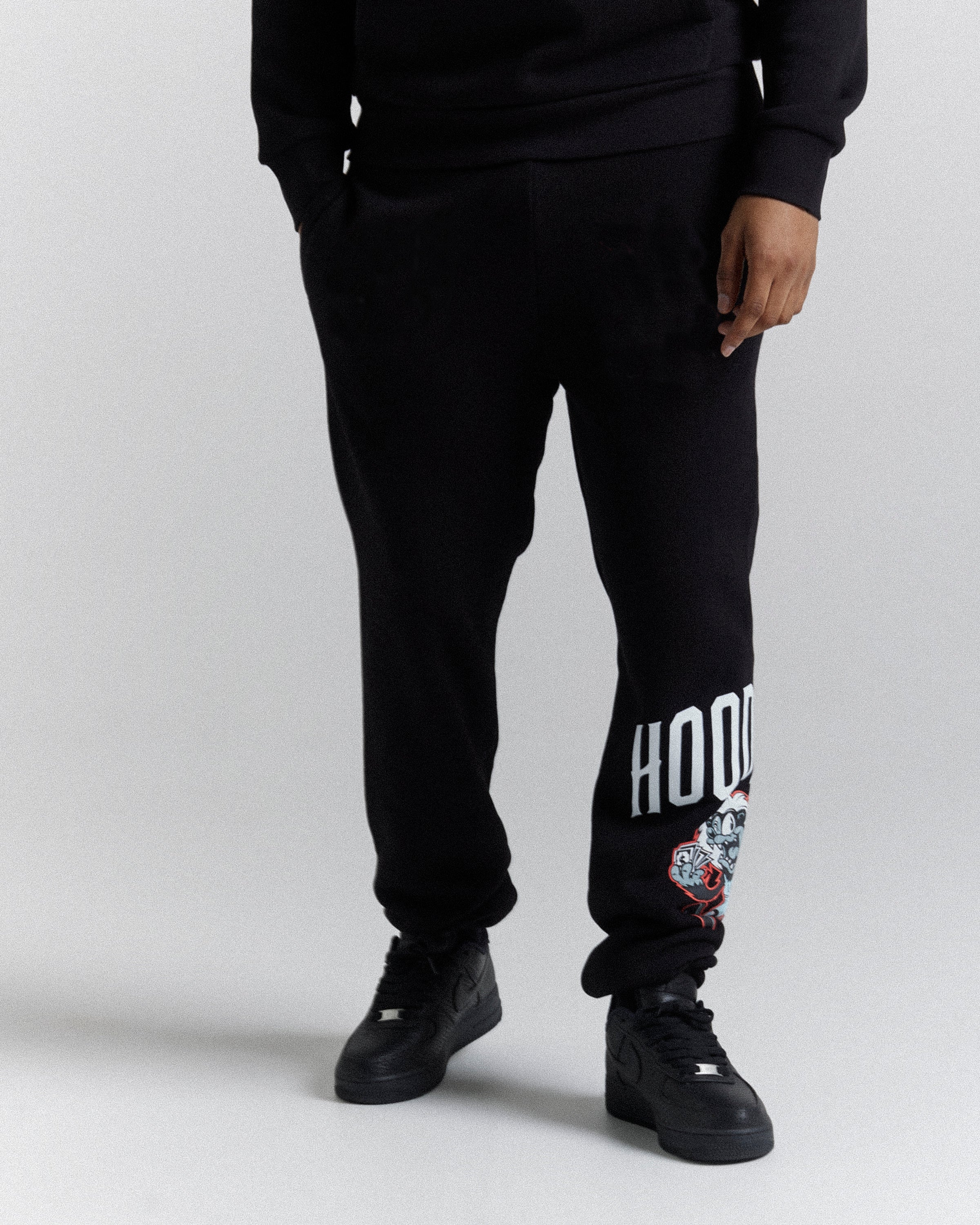 Pantaloni da jogging Menace - Nero/Bianco/Rosso