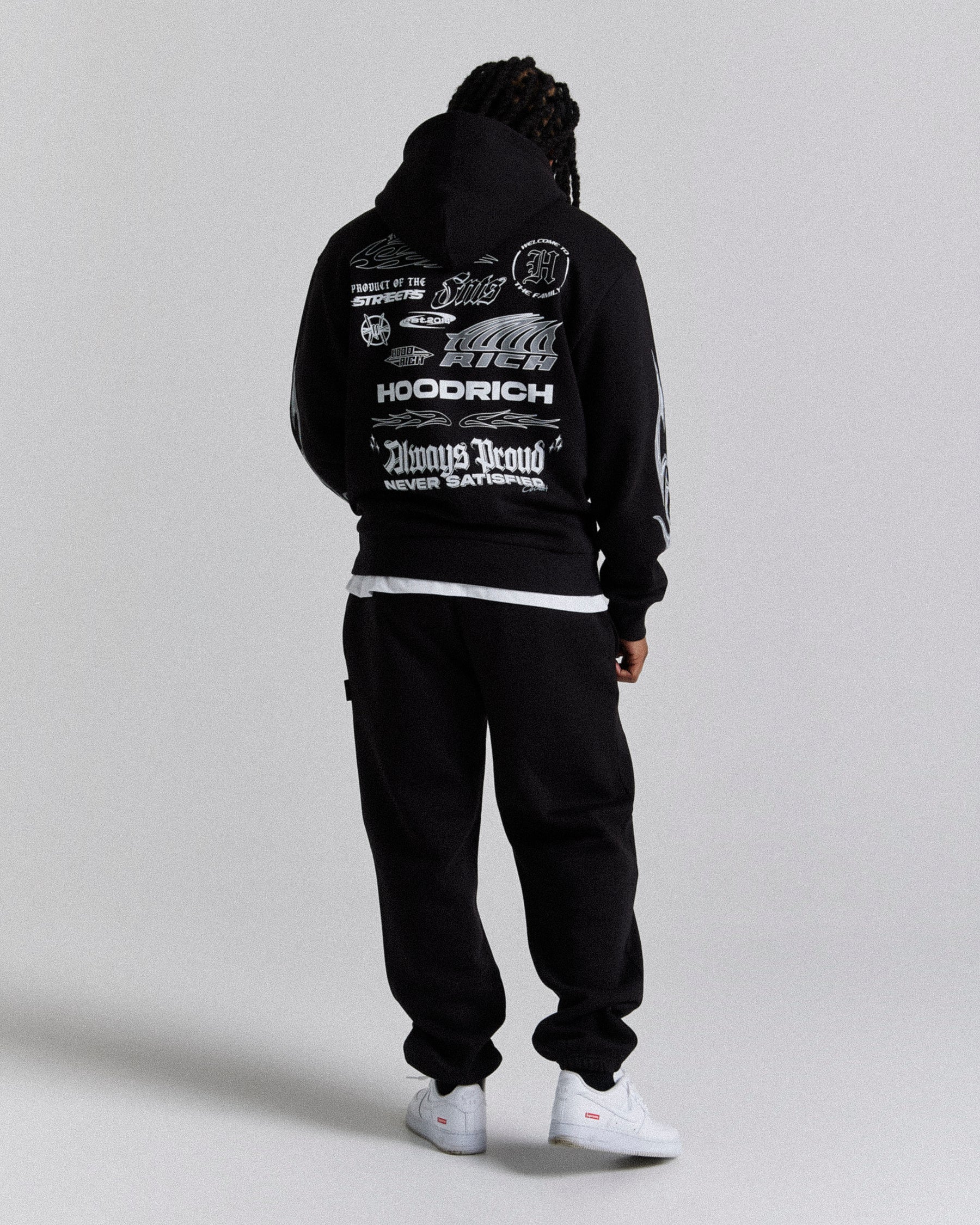 Tribal Oversized Hoodie - Black/White/Grey