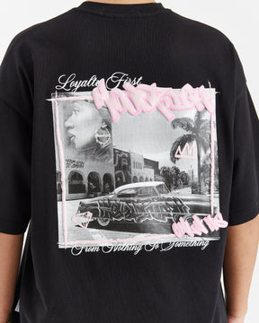 Urban Oversized T-Shirt - Black/White/Pink