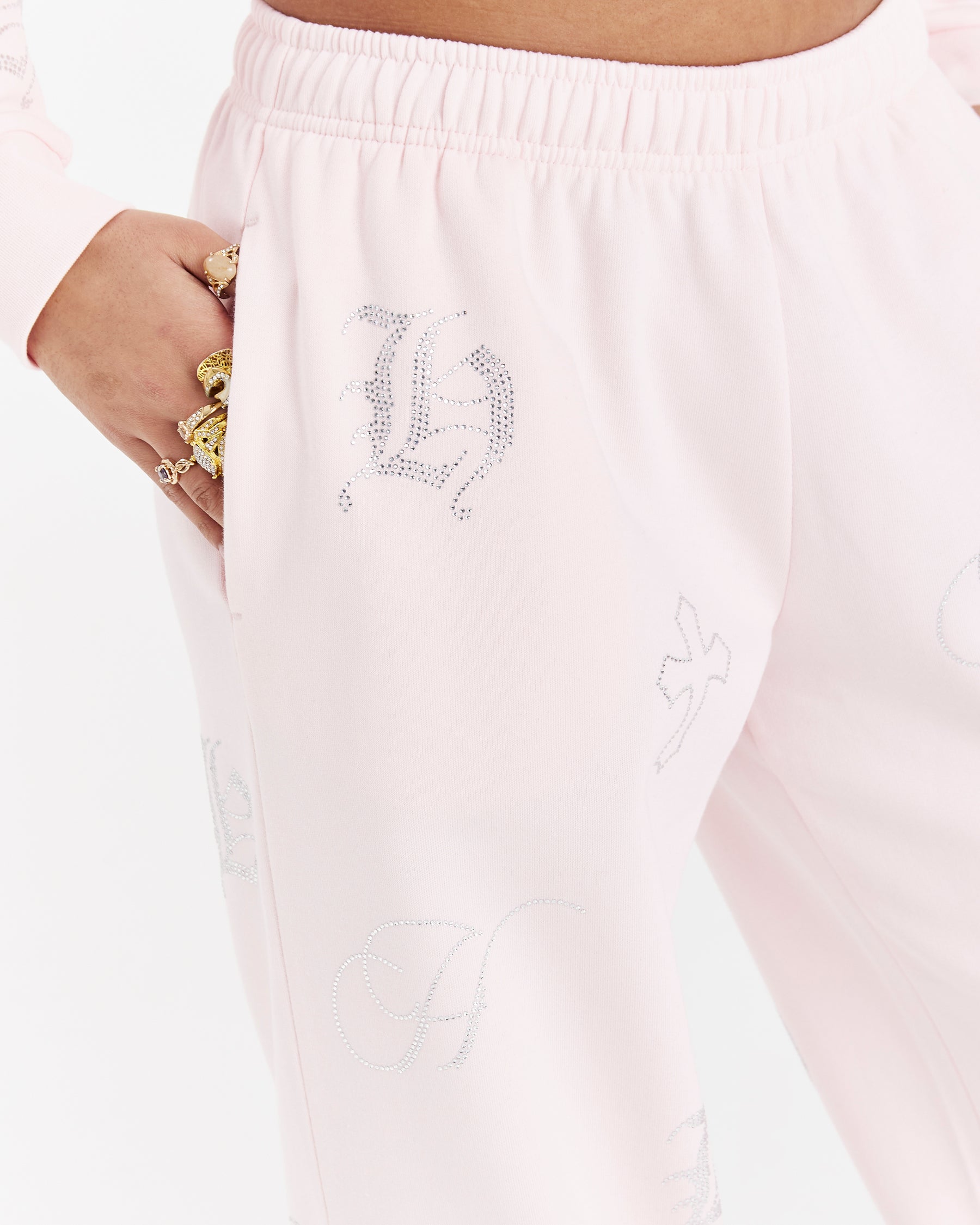 Crystal Oversized Jogger - Pink/Rhinestone