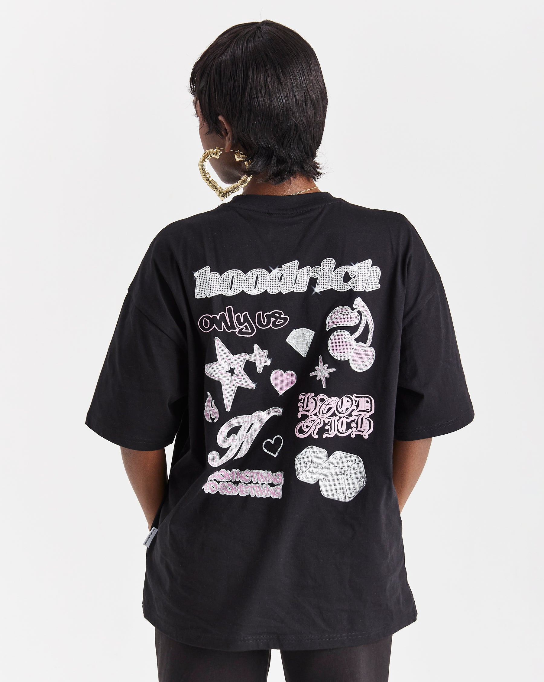 Jewel Oversized T-Shirt - Black/Pink