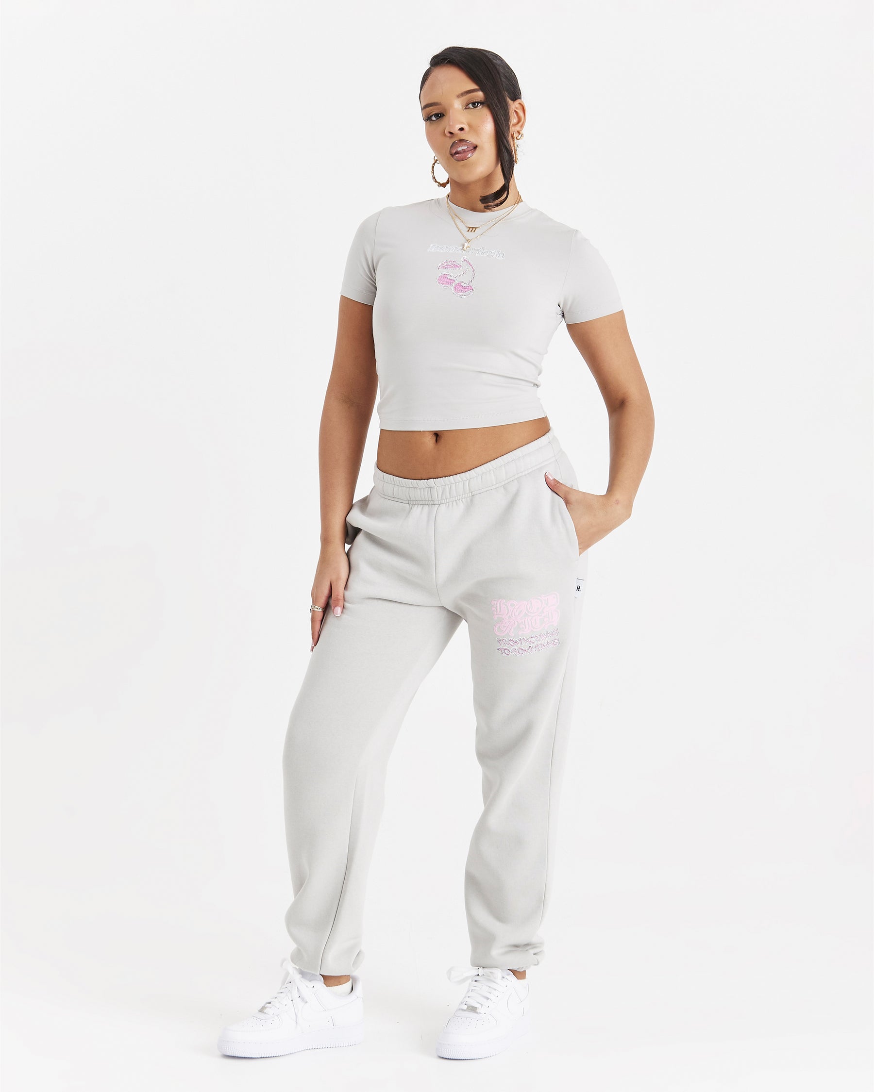 Jewel Joggers - Light Grey/Pink