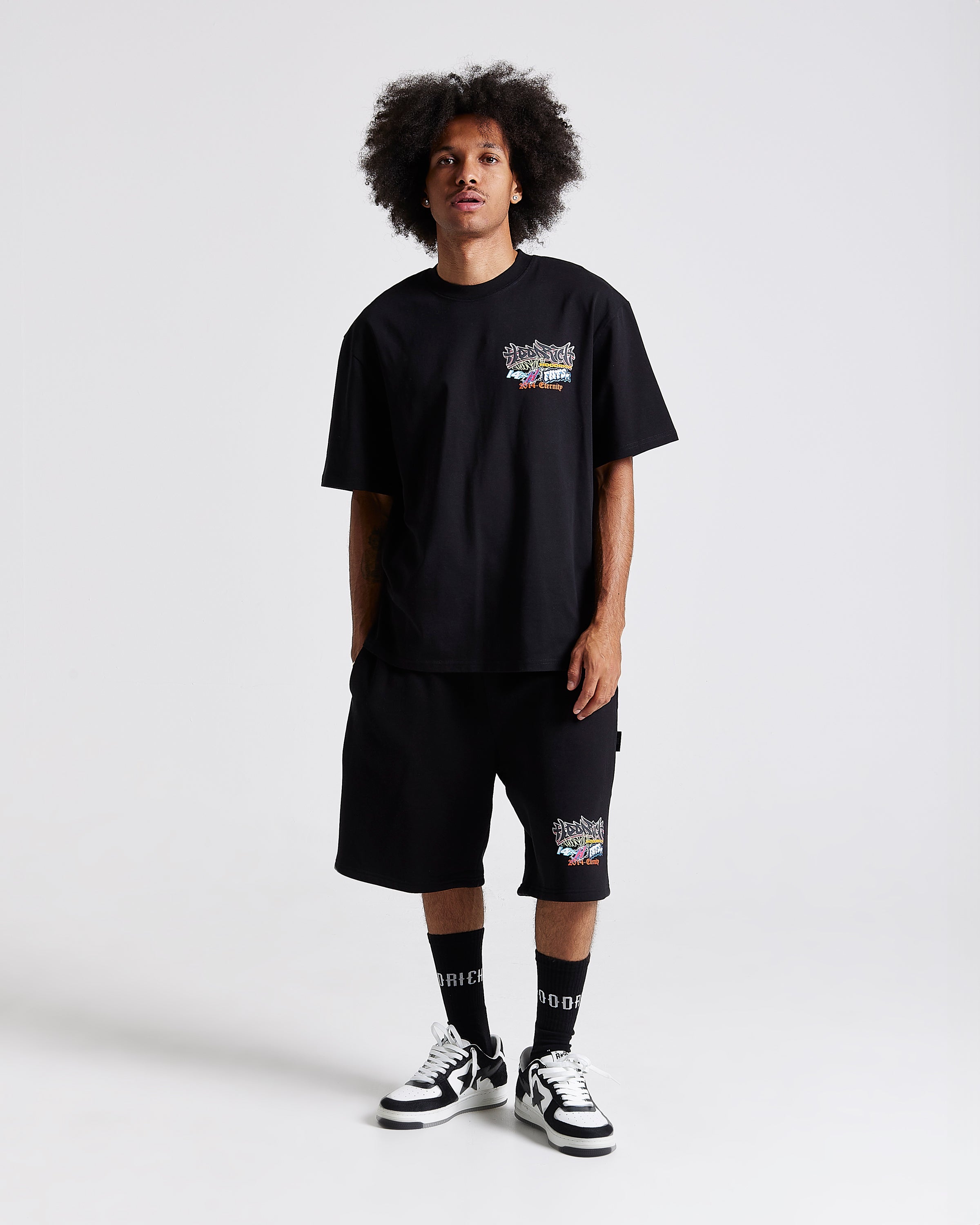 Pantaloncini oversize Graff Rave - Nero/Grigio/Rosa