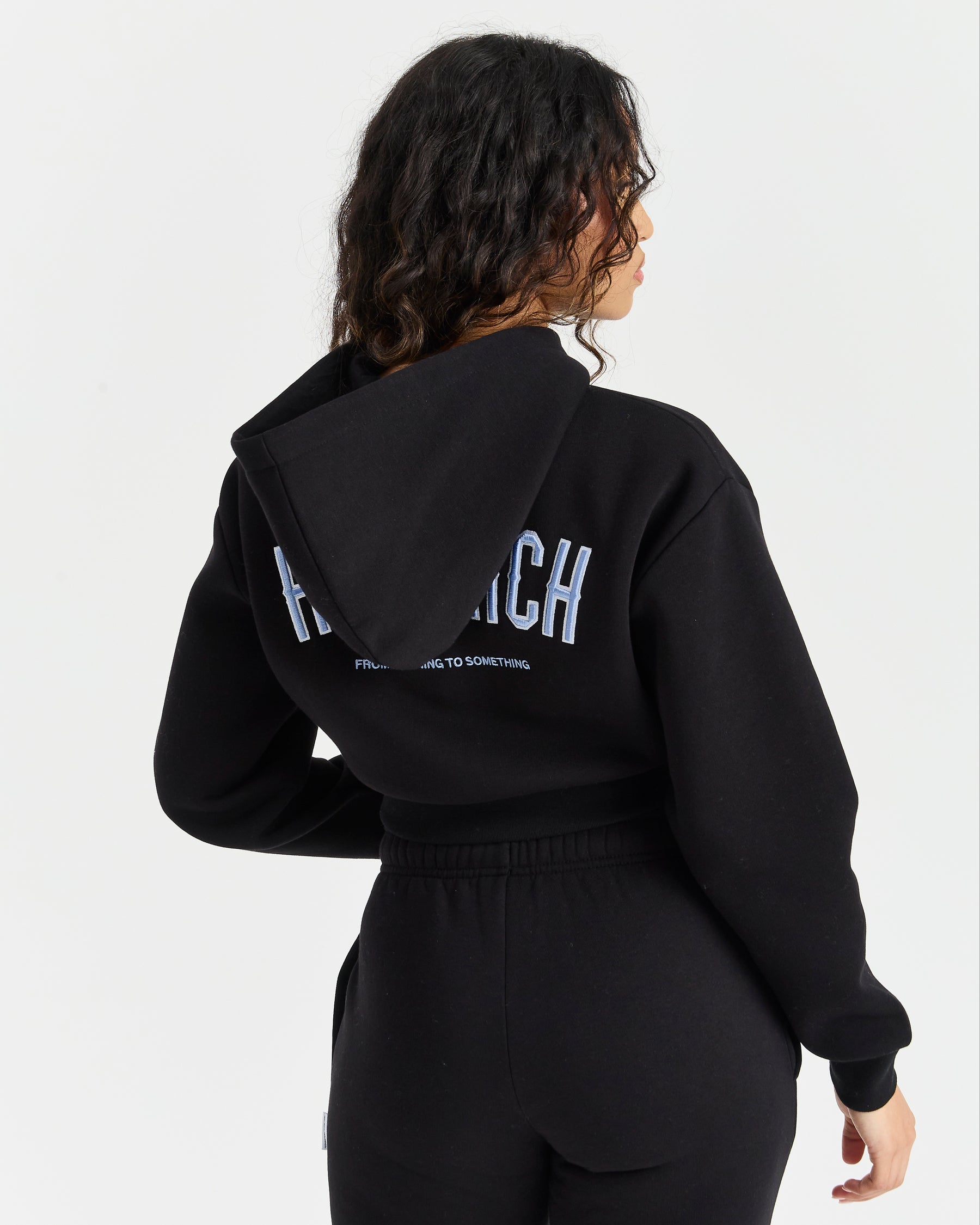 Breeze Cropped Zip Hoodie - Black/Blue/White