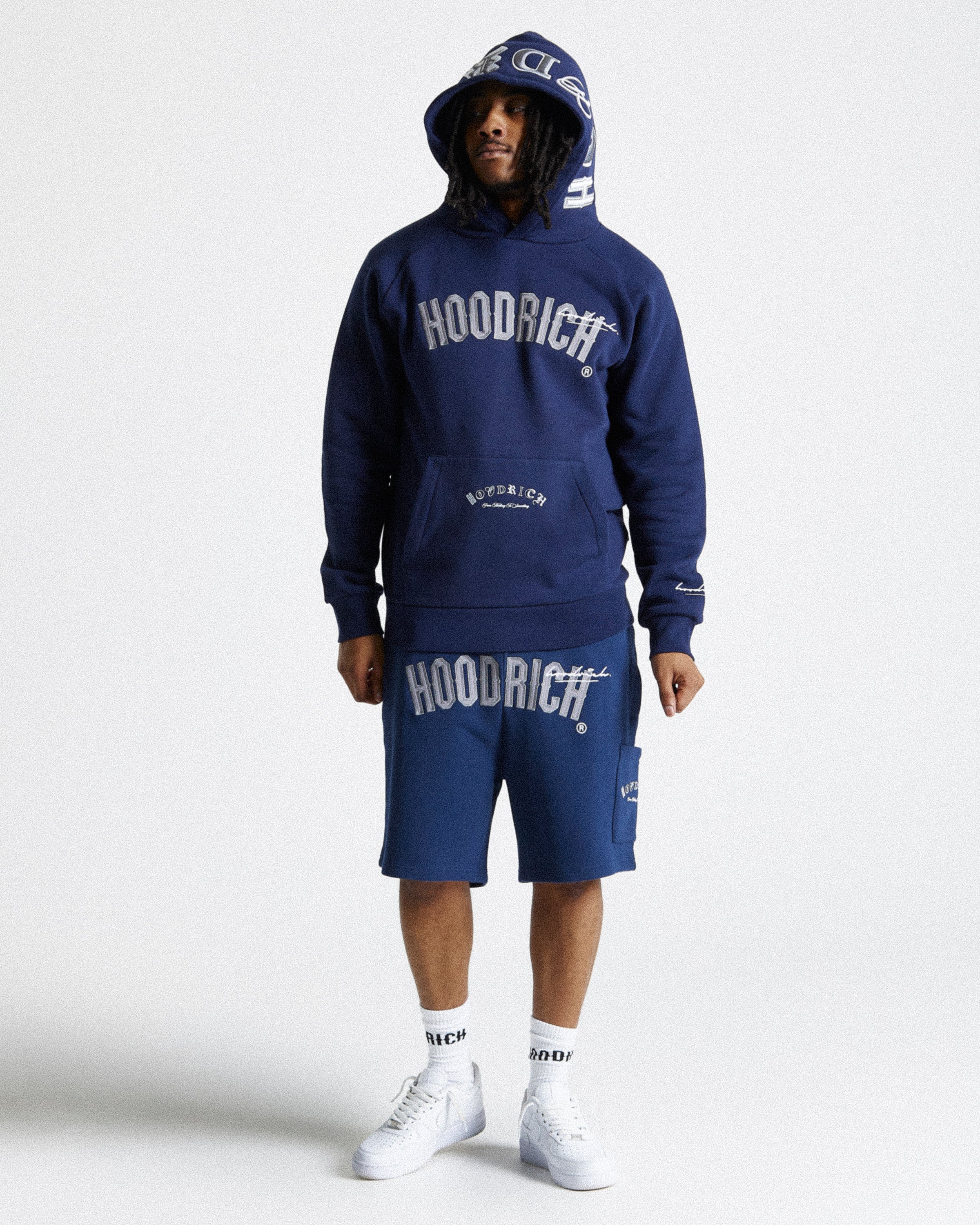 Felpa con cappuccio Stature - Blu navy/Bianco 