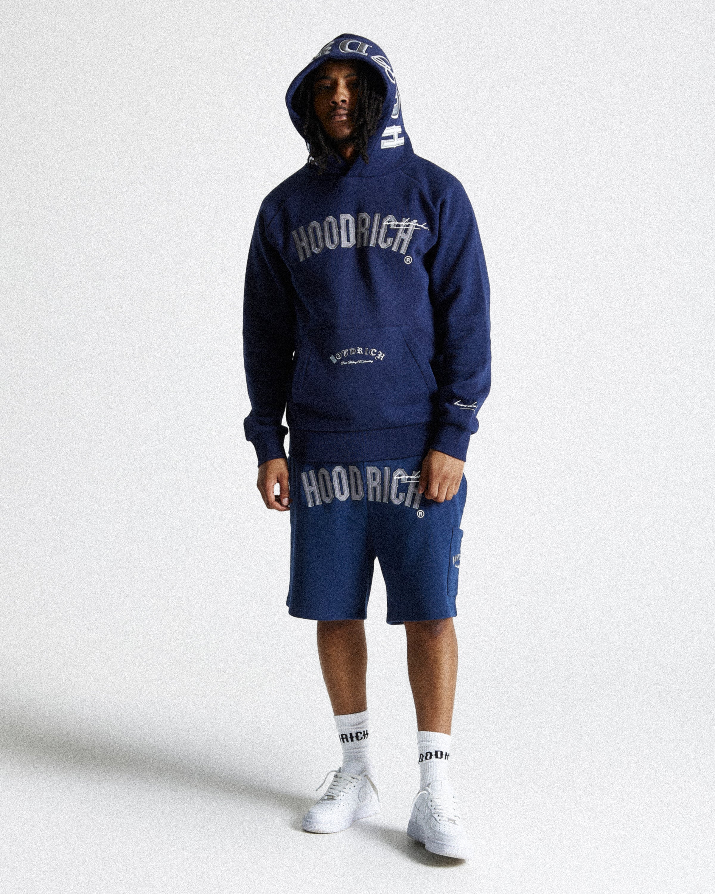 Felpa con cappuccio Stature - Blu navy/Bianco 