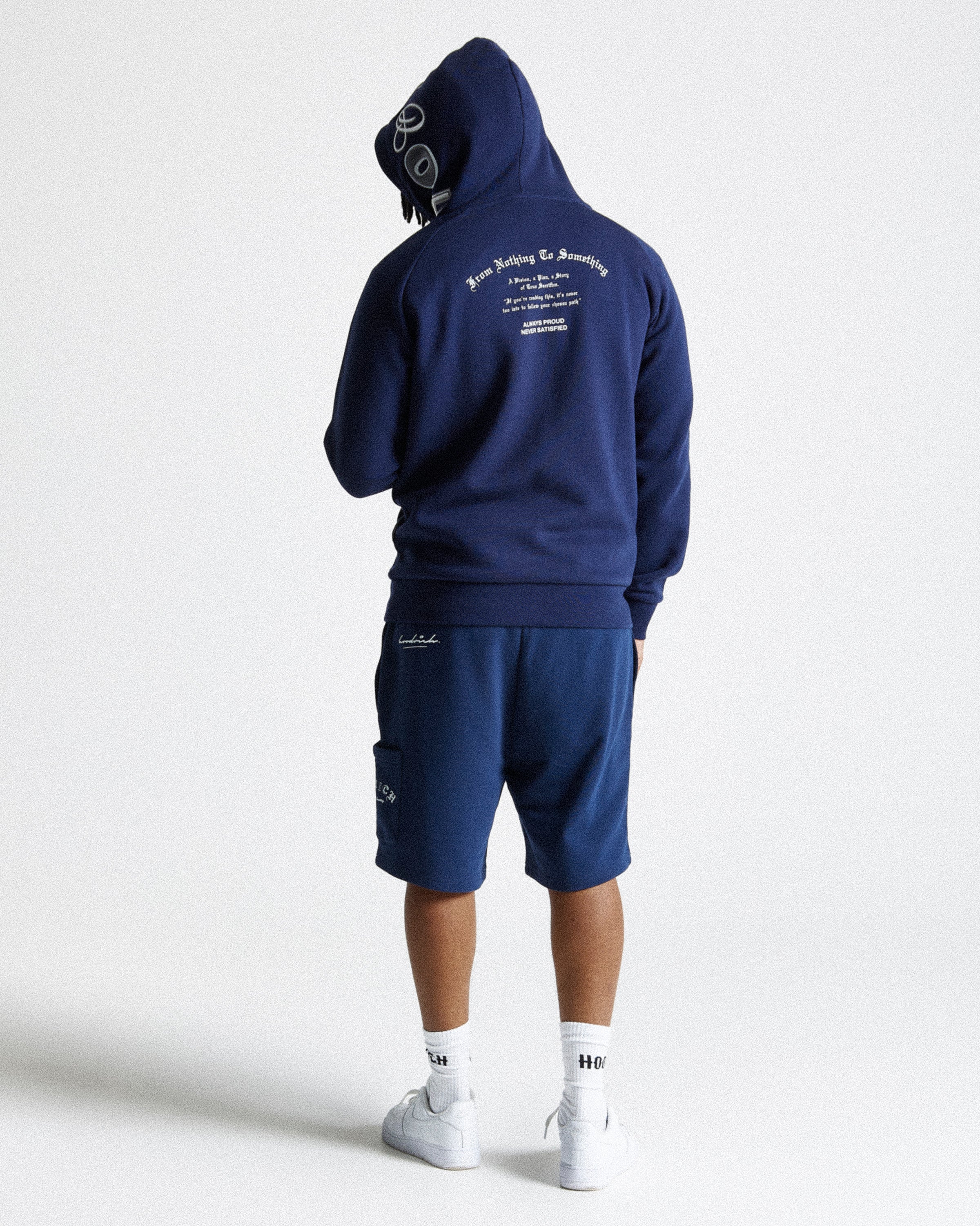Felpa con cappuccio Stature - Blu navy/Bianco 